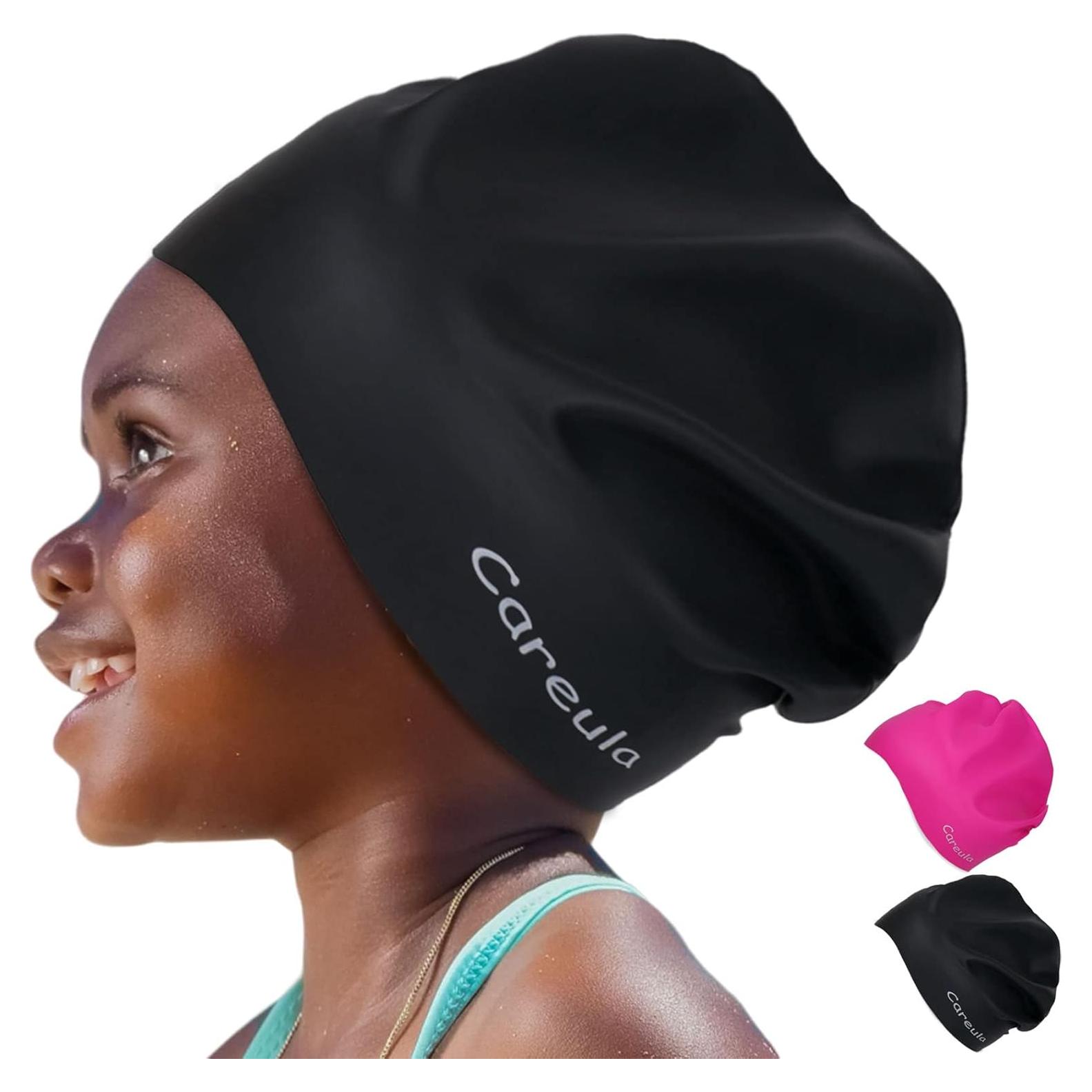 Paquete de 2 Gorras de Baño Careula para Niños Cabello Largo