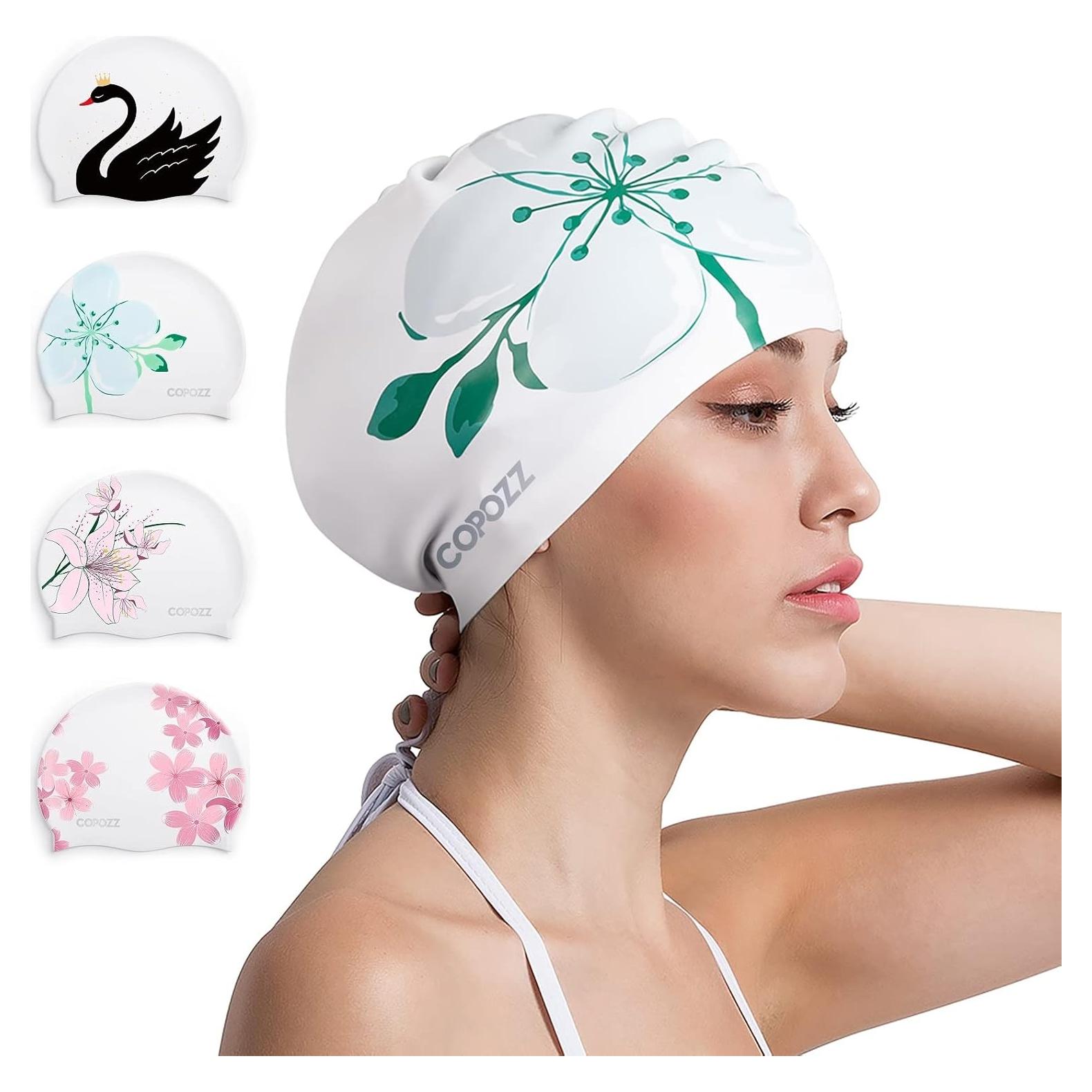 Gorra de Natación de Silicona COPOZZ para Mujeres - Diseño Elegante