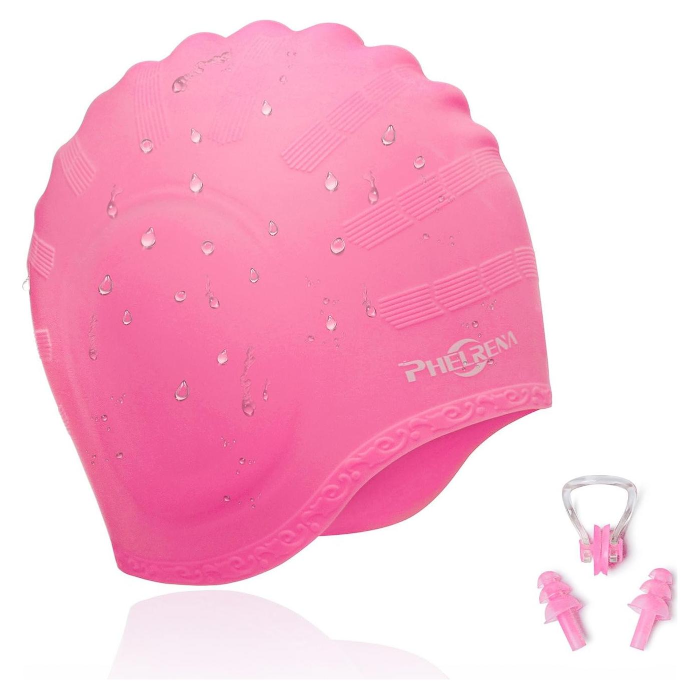 Gorro de Natación PHELRENA Silicona Premium para Cabello Largo