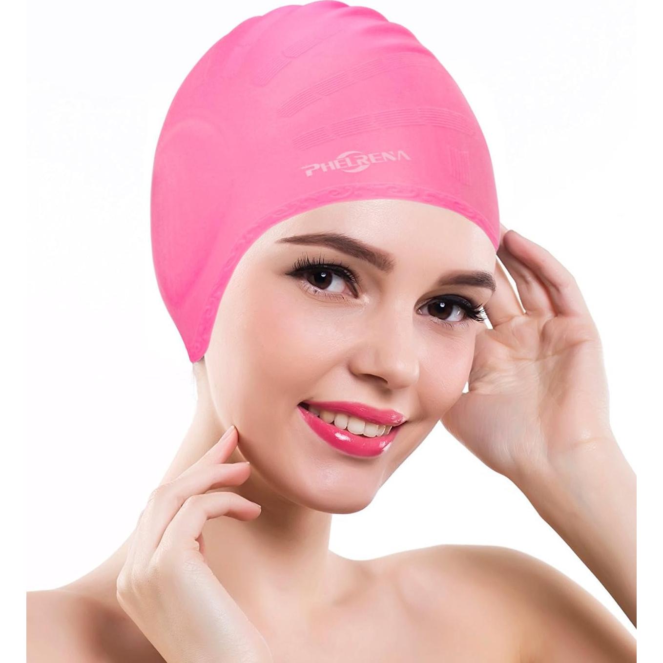 Gorro de Natación PHELRENA Silicona Premium para Cabello Largo