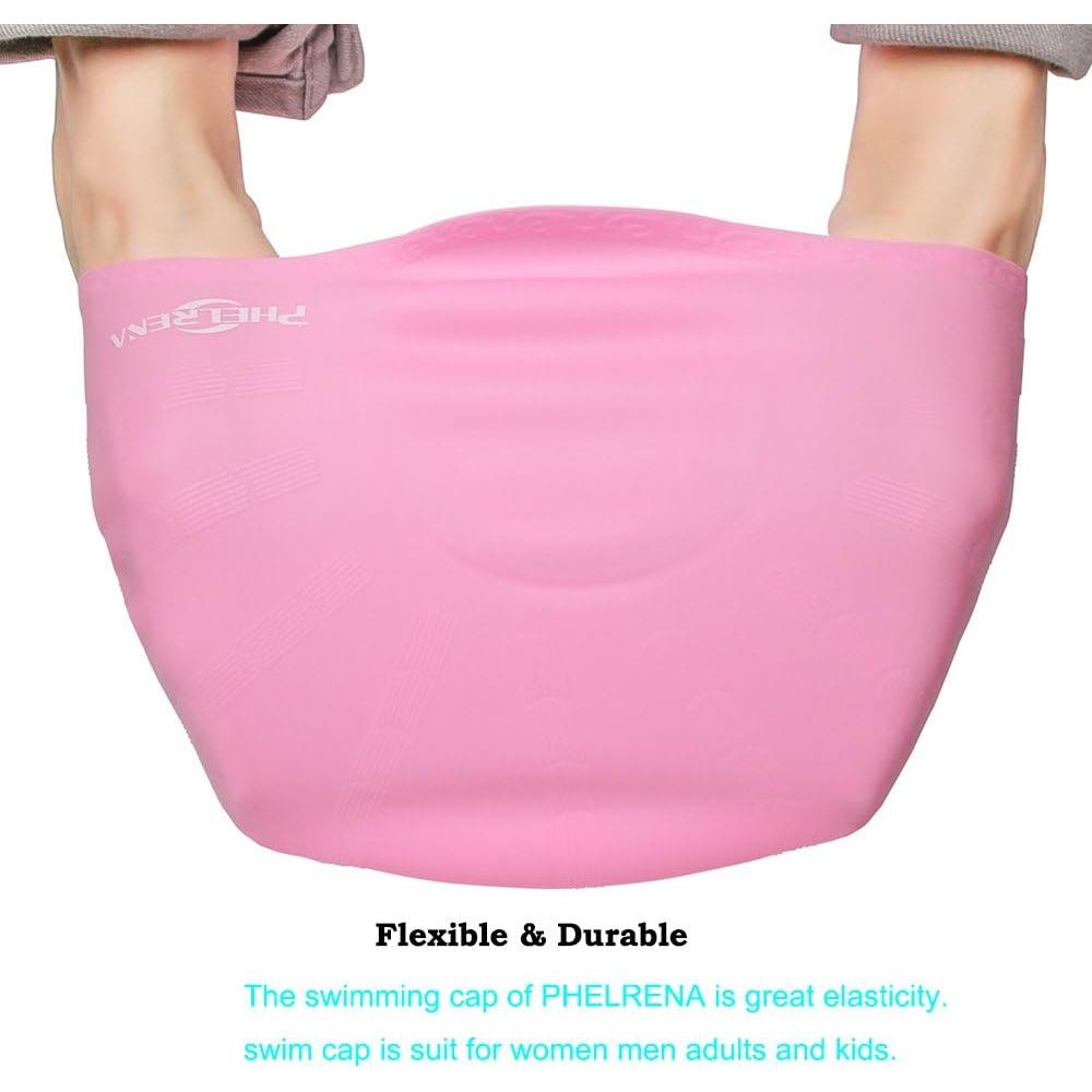 Gorro de Natación PHELRENA Silicona Premium para Cabello Largo