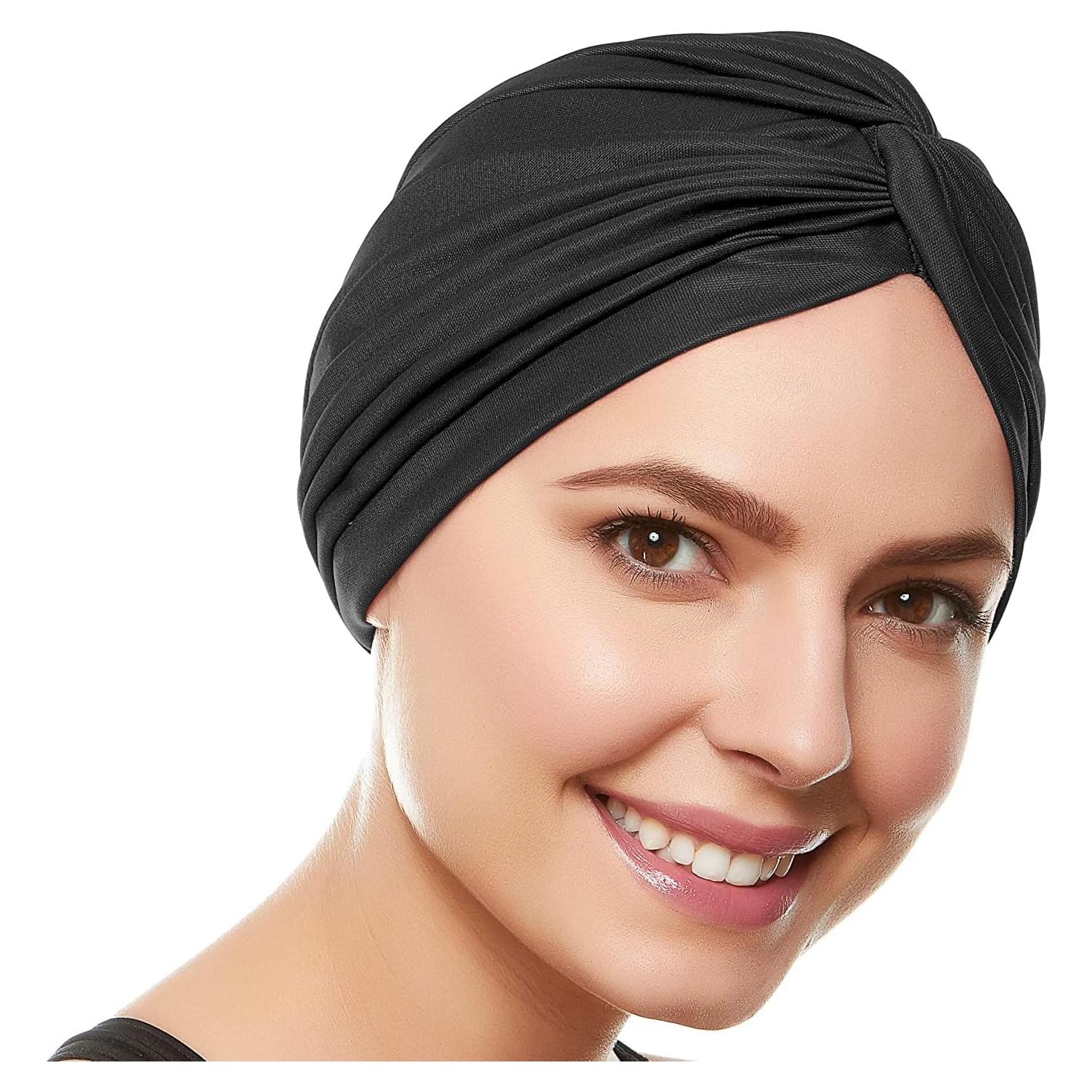 Gorro de Natación Turbante Clobeau para Mujeres - Negro