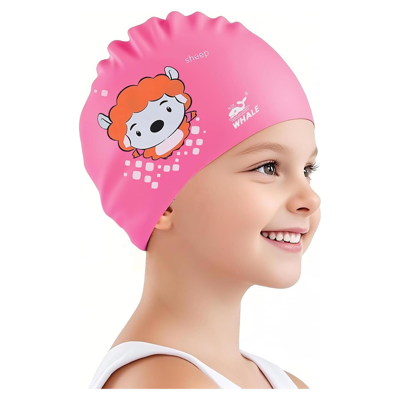 Gorro de natación Ballena para niños 3-9 años silicona rosa