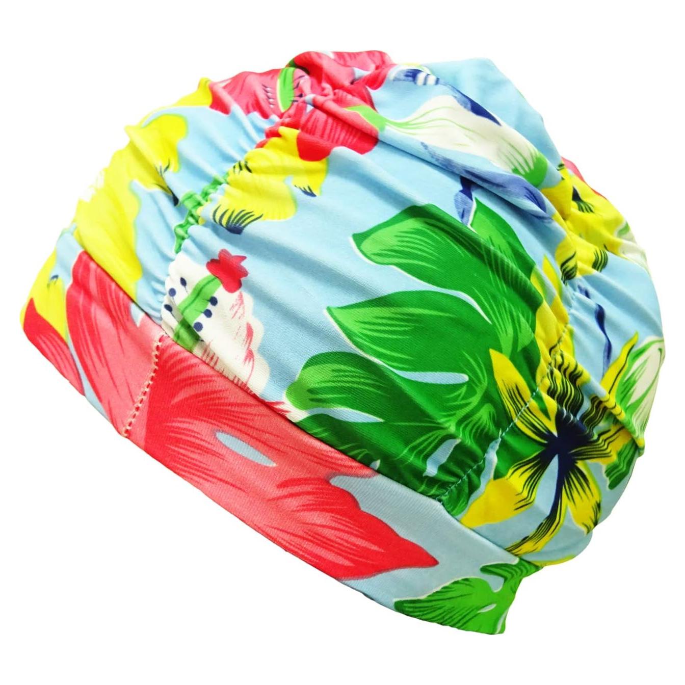 Gorro de natación plisado Honbay para cabello largo - Monstera