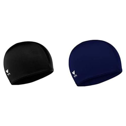 Gorro de Natación TYR de Lycra Unisex Negro y Azul