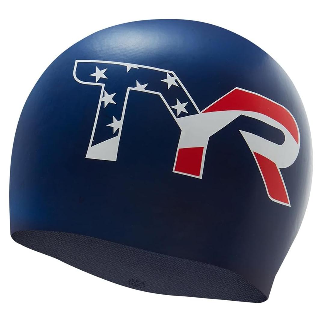 Gorro de Natación TYR Hipoalergénico Silicona Azul Marino