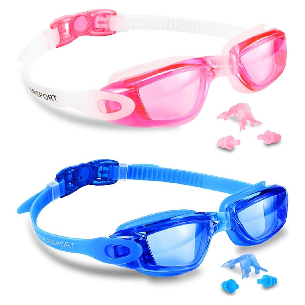 Paquete de 2 Gafas de Natación EverSport Antivaho UV Unisex