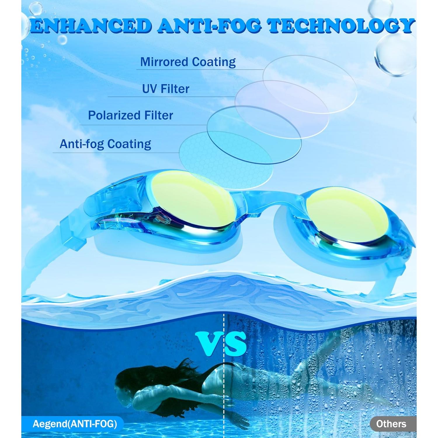 Gafas de Natación Aegend para Niños 4-16 Años Anti-Vaho UV