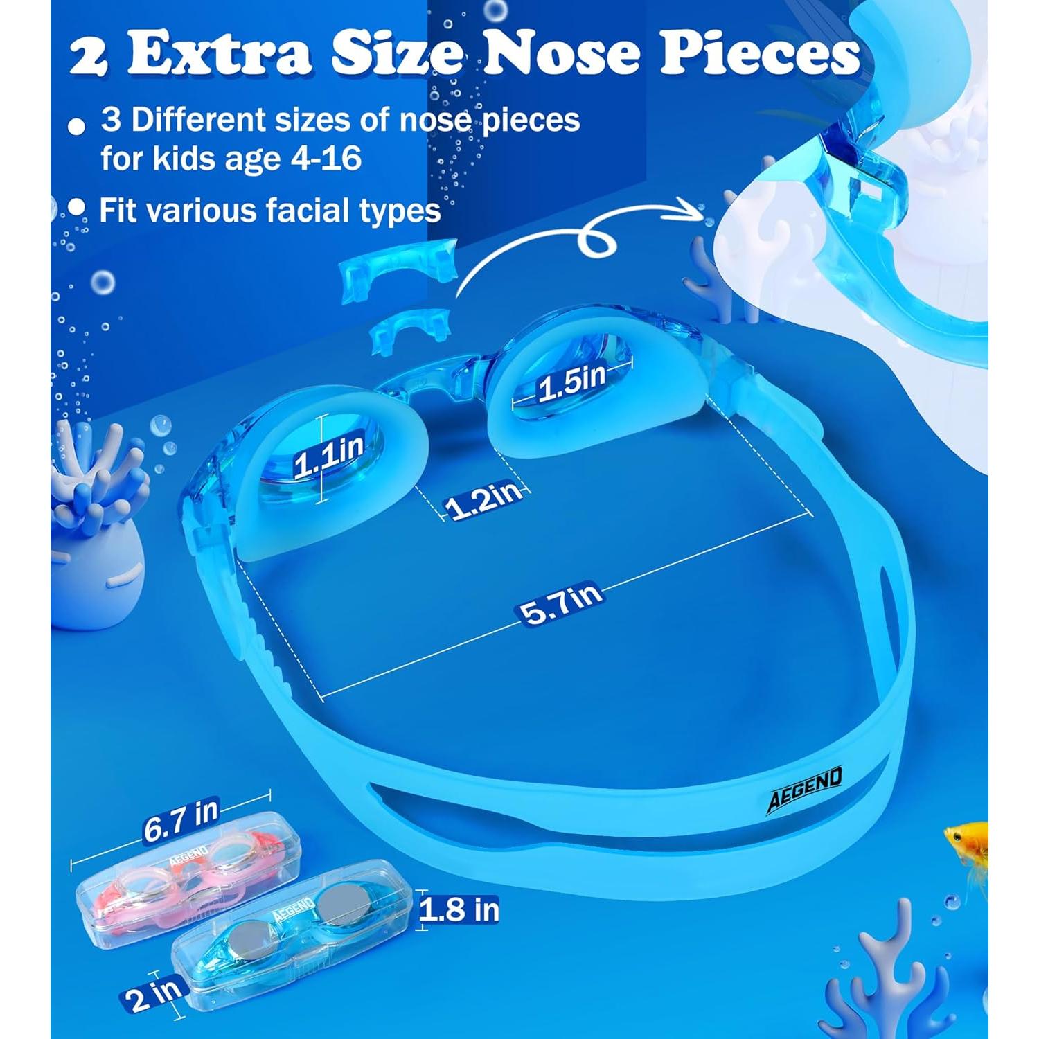 Gafas de Natación Aegend para Niños 4-16 Años Anti-Vaho UV