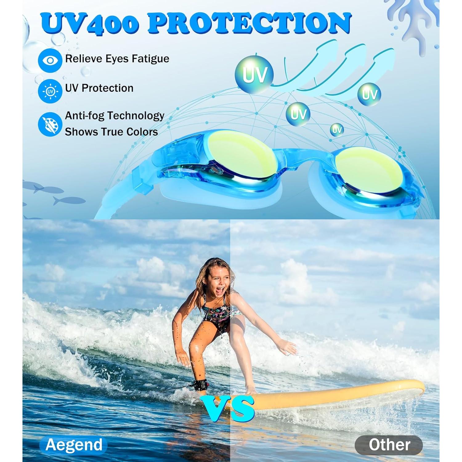 Gafas de Natación Aegend para Niños 4-16 Años Anti-Vaho UV