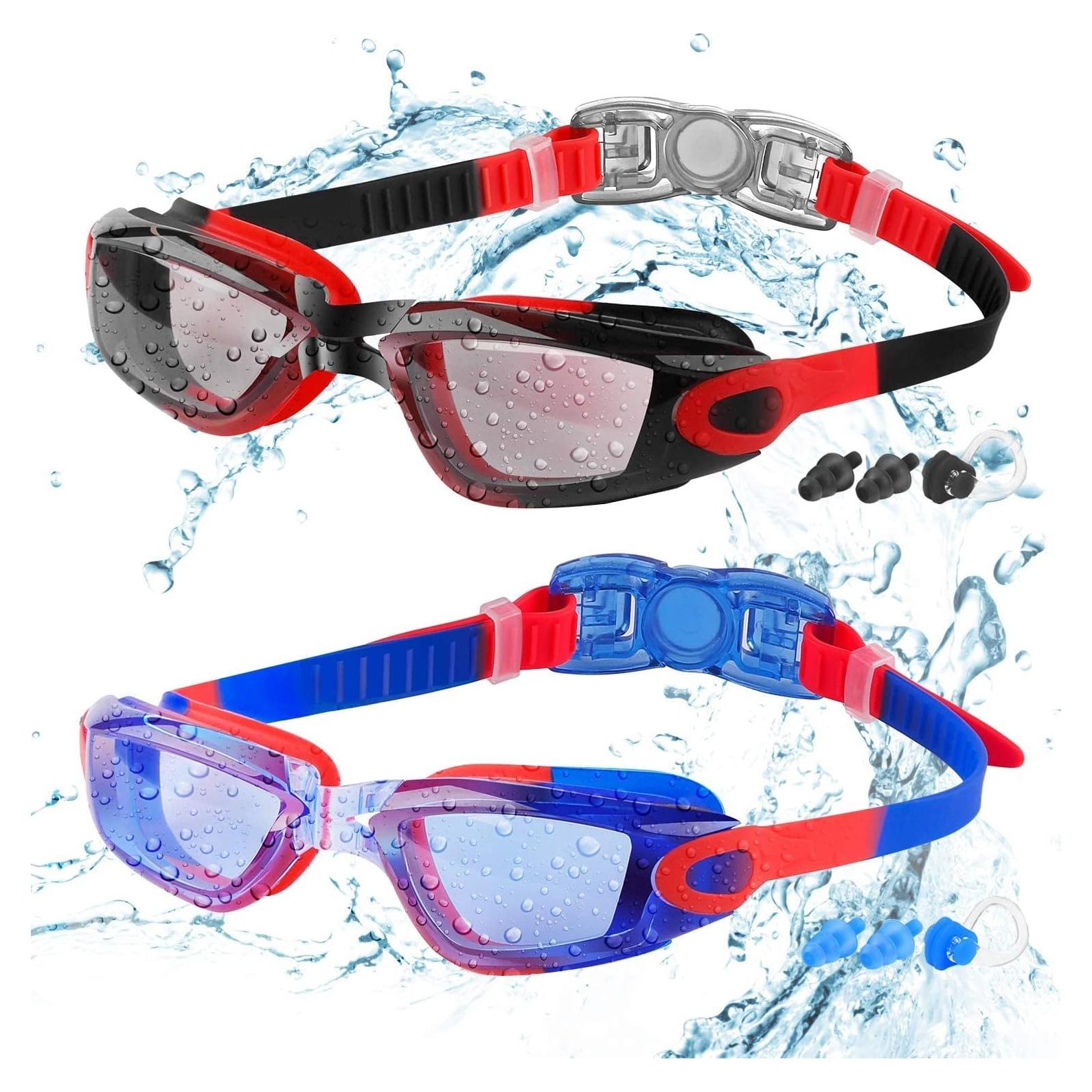 Gafas de natación COOLOO para niños, 2 paquetes, anti-vapor