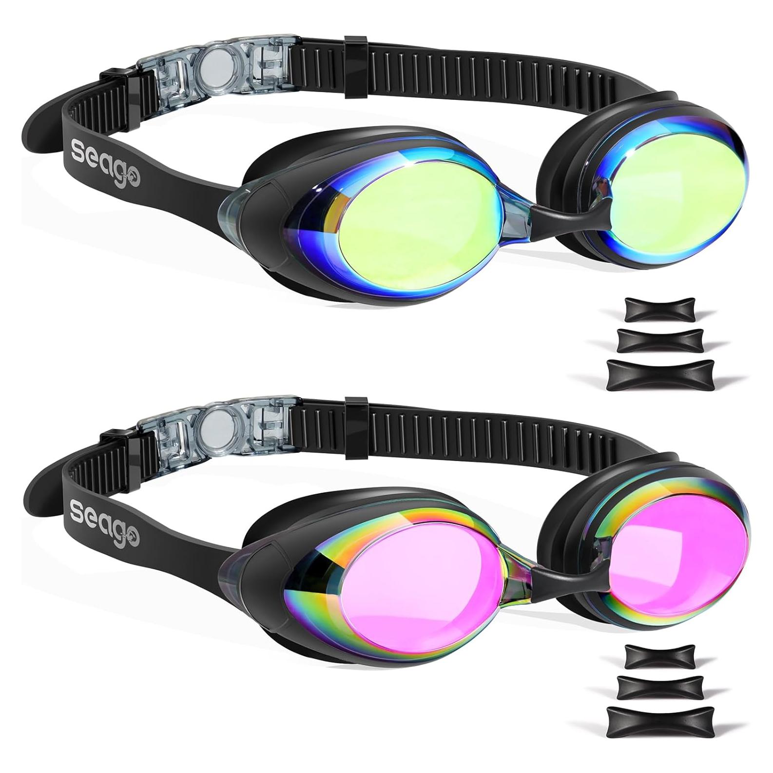 Gafas de Natación Antivaho Seago para Adultos Rosa y Dorado