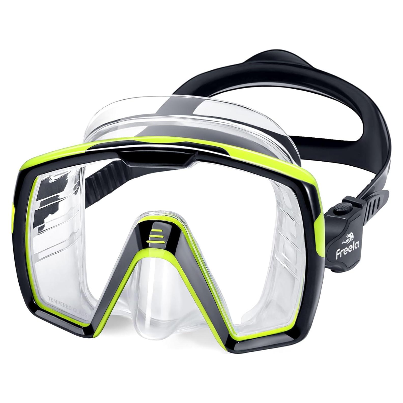 Máscara de Natación Freela Unisex Amarilla con Lentes Templados