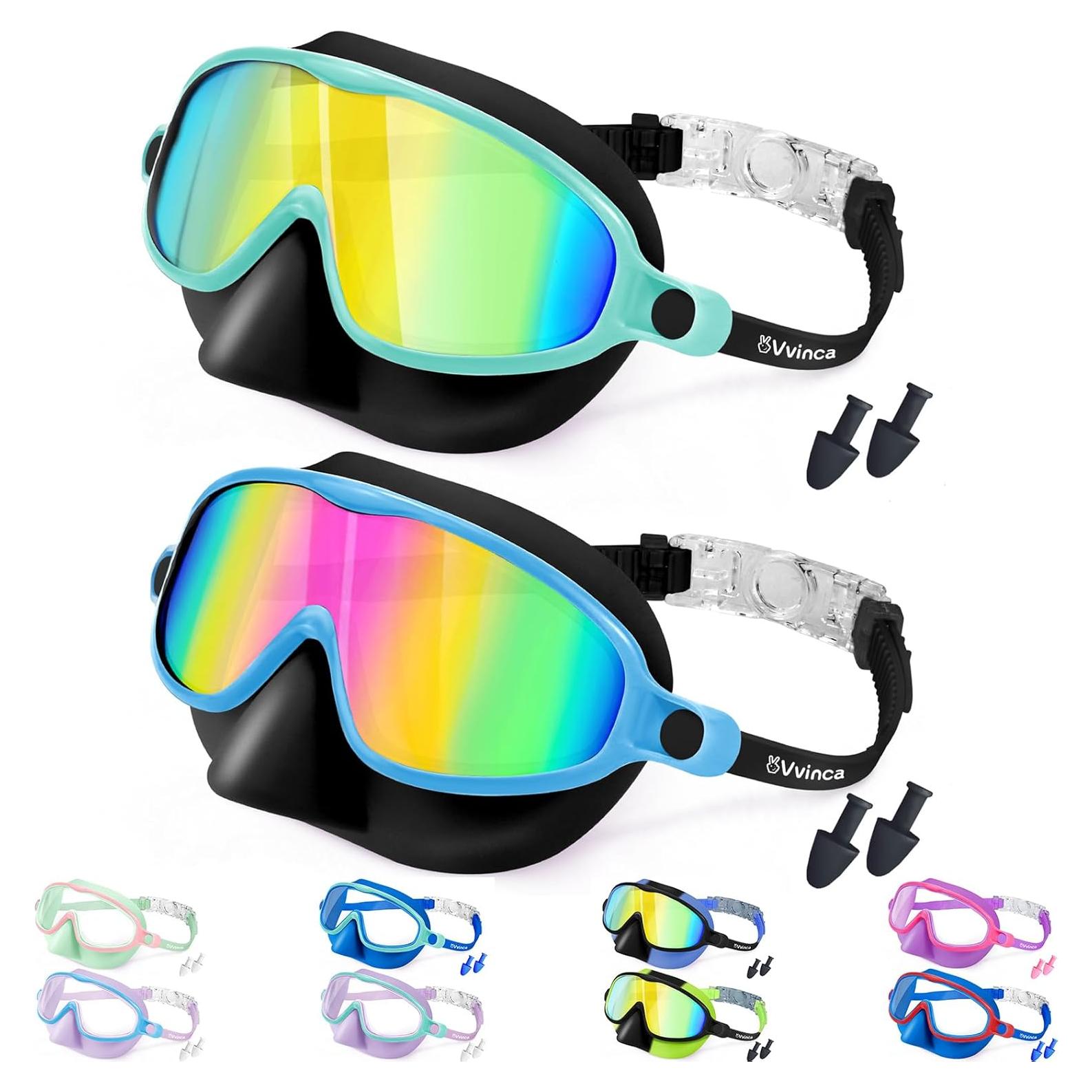 Gafas de natación Vvinca para niños con cubierta de nariz - 2 pares