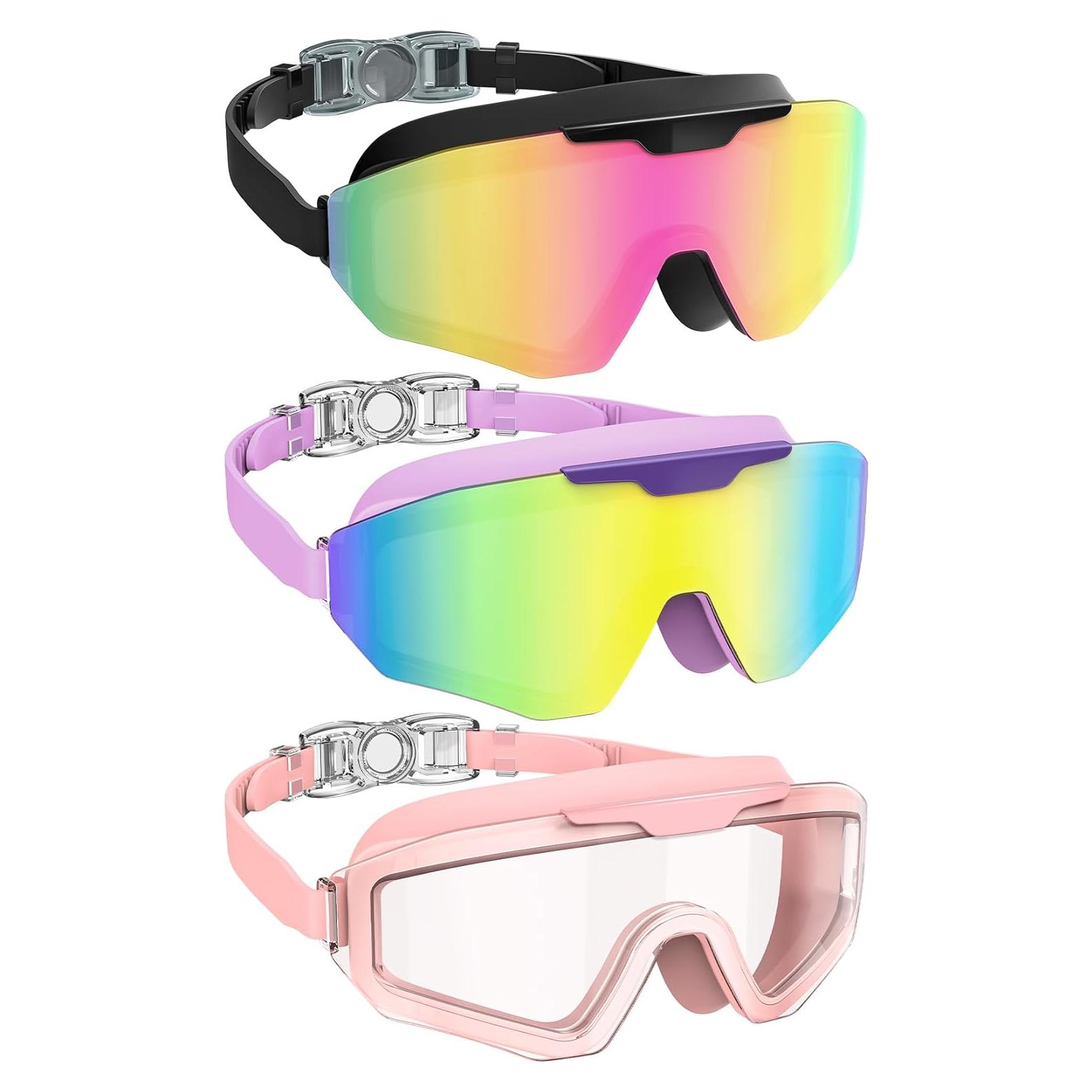 Gafas de Natación NSSIW Adultos Antivaho UV400 3 Paquetes