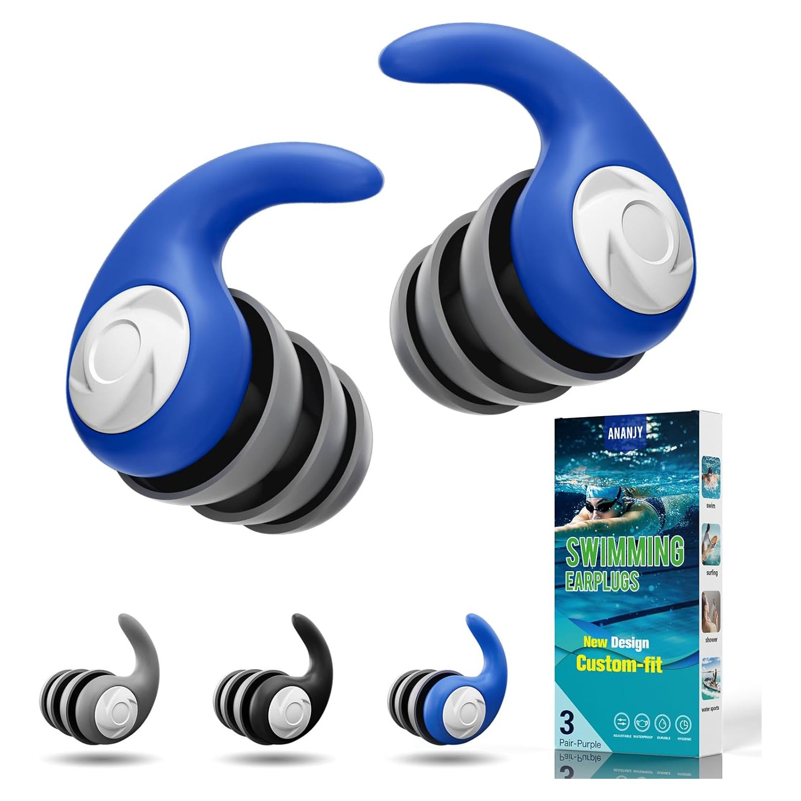 Tapones de oído ANANJY impermeables para nadadores - 3 pares
