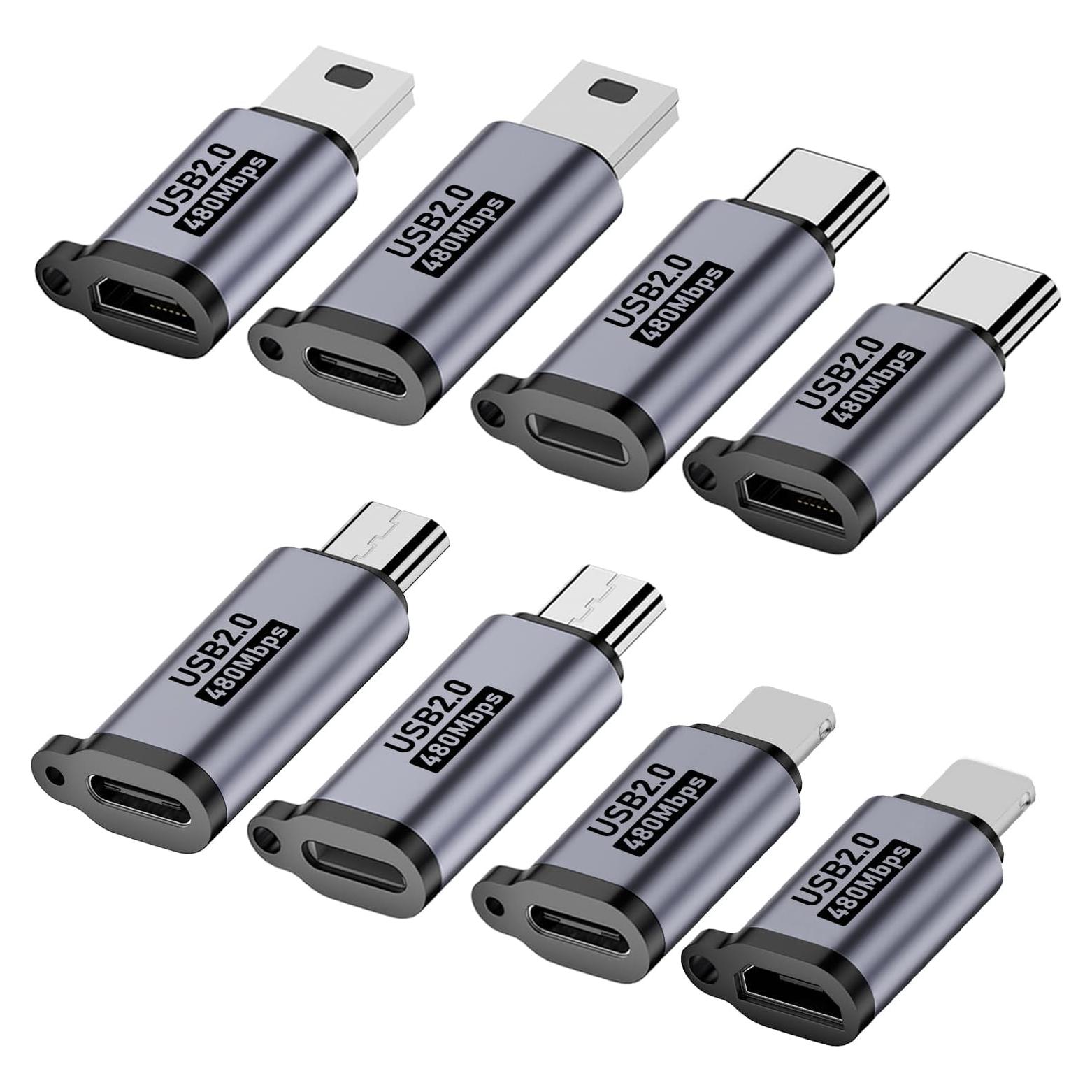 Adaptador USB C a Micro USB y Lighting - Jadebones - 8 Piezas