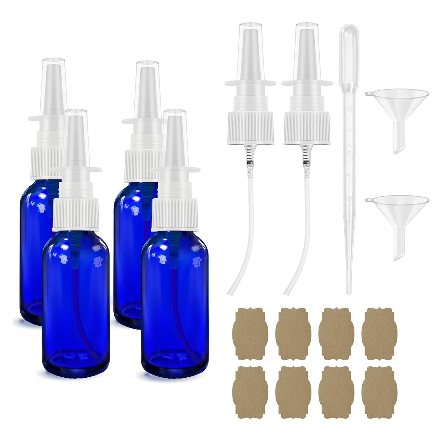 Botellas de Spray Nasal de Vidrio GIVAMEIHF 4Pcs 30ml Azul