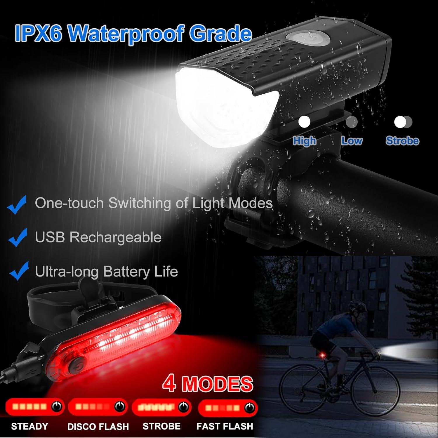 Juego de Accesorios para Bicicleta SODPE - 8 Piezas, Luces USB