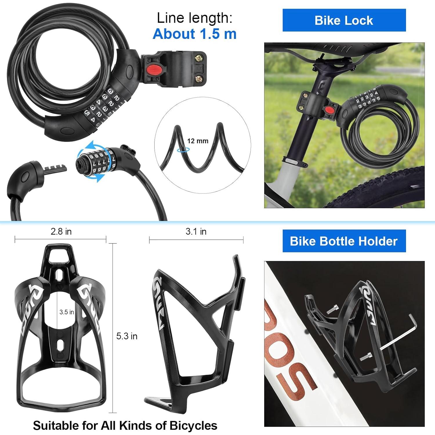 Juego de Accesorios para Bicicleta SODPE - 8 Piezas, Luces USB