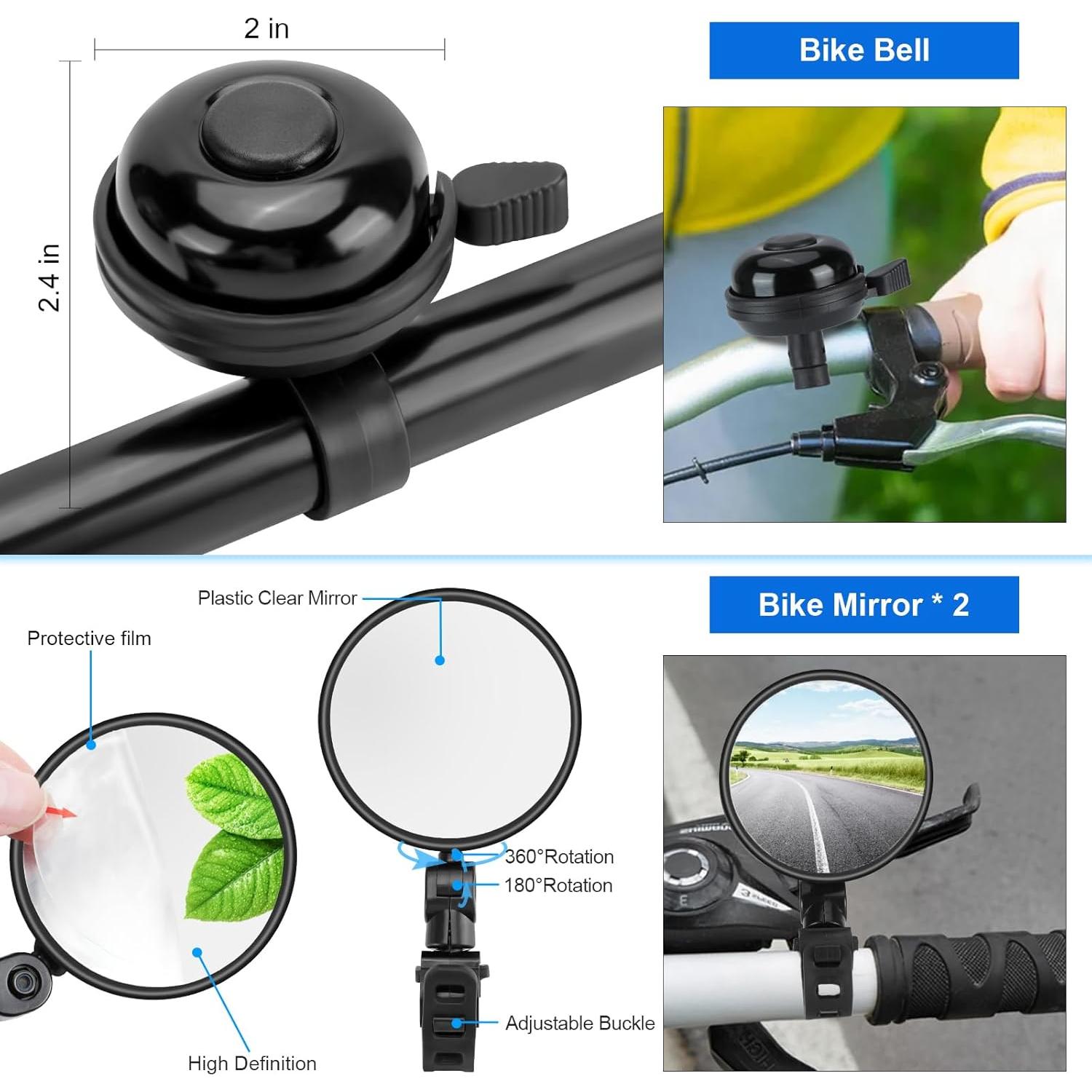 Juego de Accesorios para Bicicleta SODPE - 8 Piezas, Luces USB