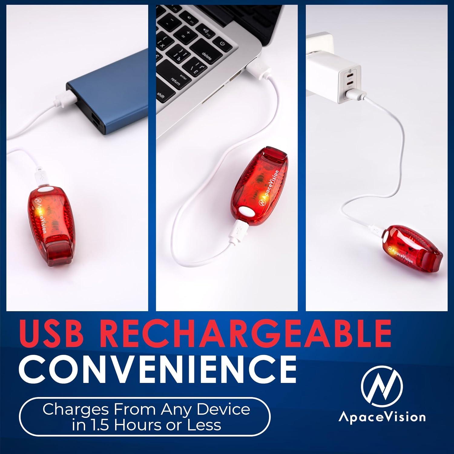 Luces de Seguridad LED Apace EverLightFX Rojo Recargables USB - Paquete de 2