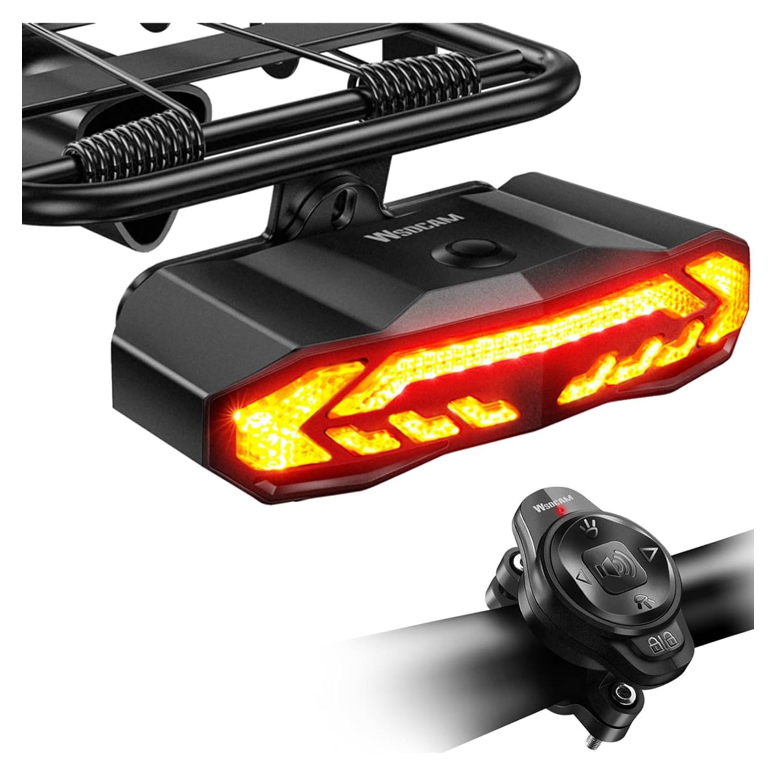 Luz Trasera WSDCAM para Bicicleta con Señales de Giro y Alarma