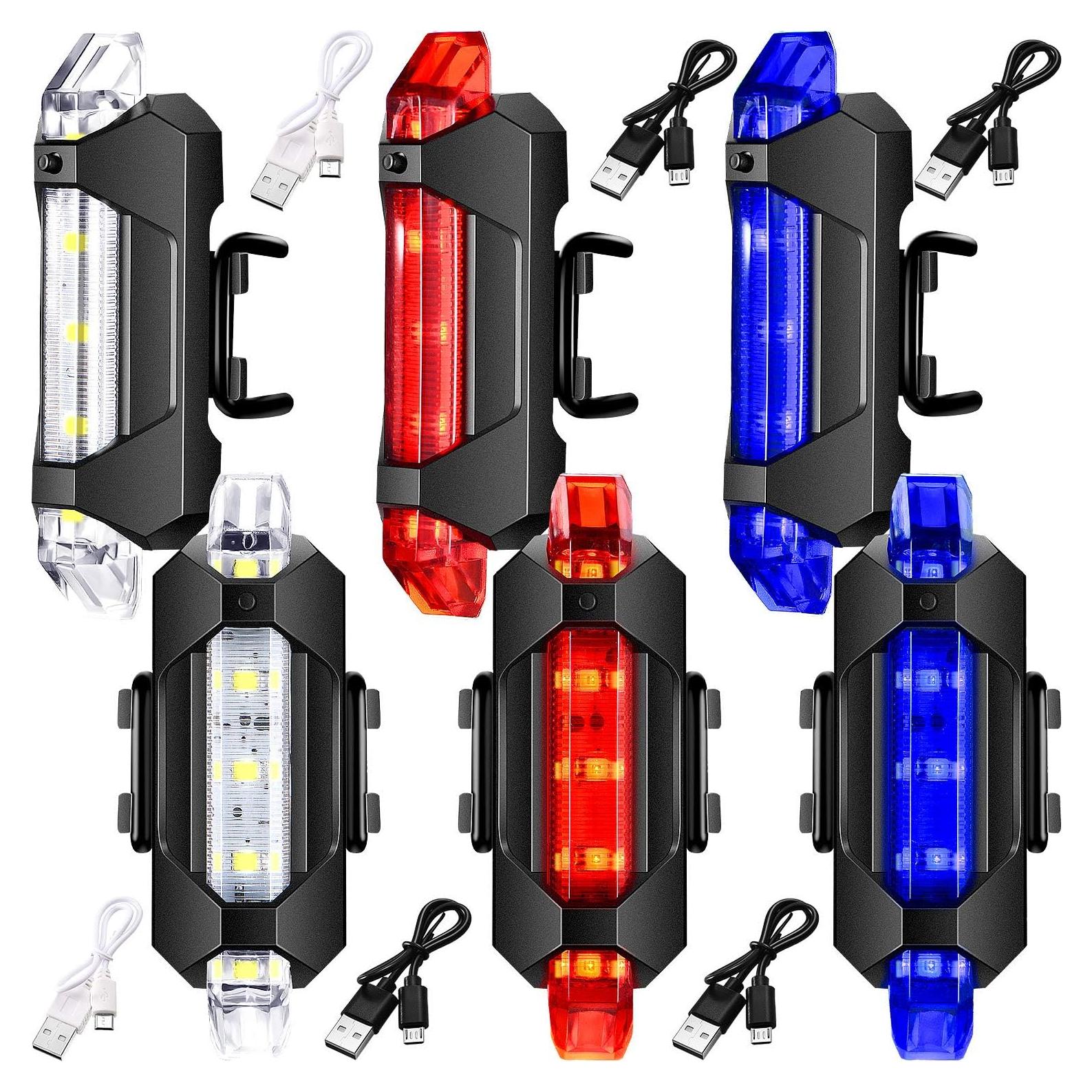 6 Luces para Bicicleta Mudder Recargables USB Impermeables