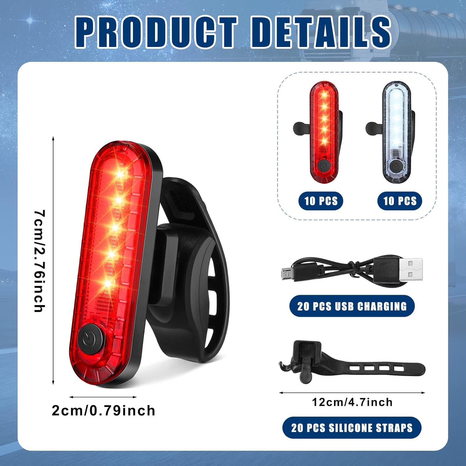 Paquete de 20 luces traseras LED recargables Jerify USB