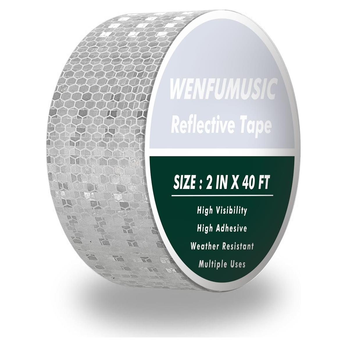 Cinta Reflectante WENFUMUSIC 5cm x 12.2m Blanca Impermeable