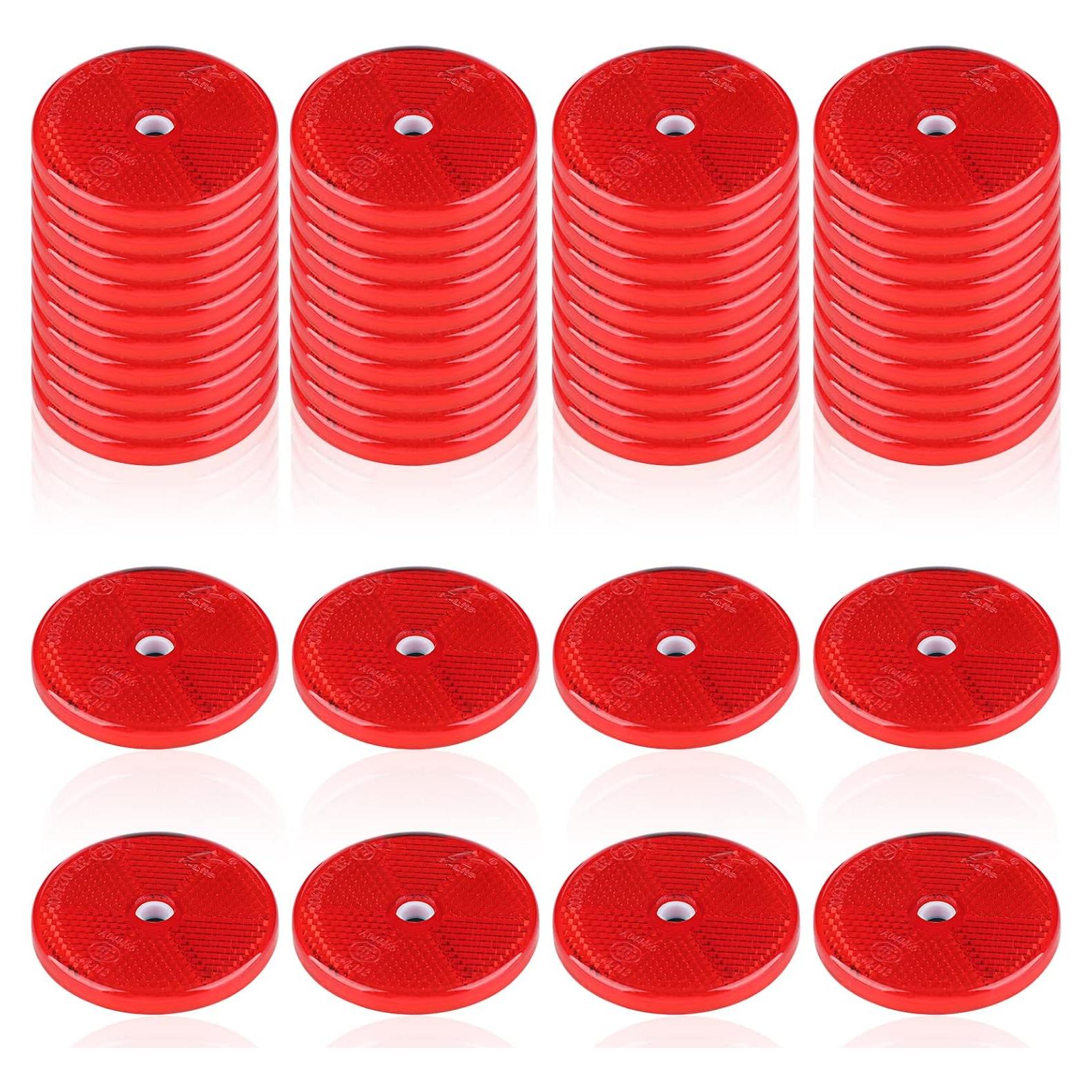 48 Reflectores Redondos de Seguridad Kingdder 6 cm Rojos