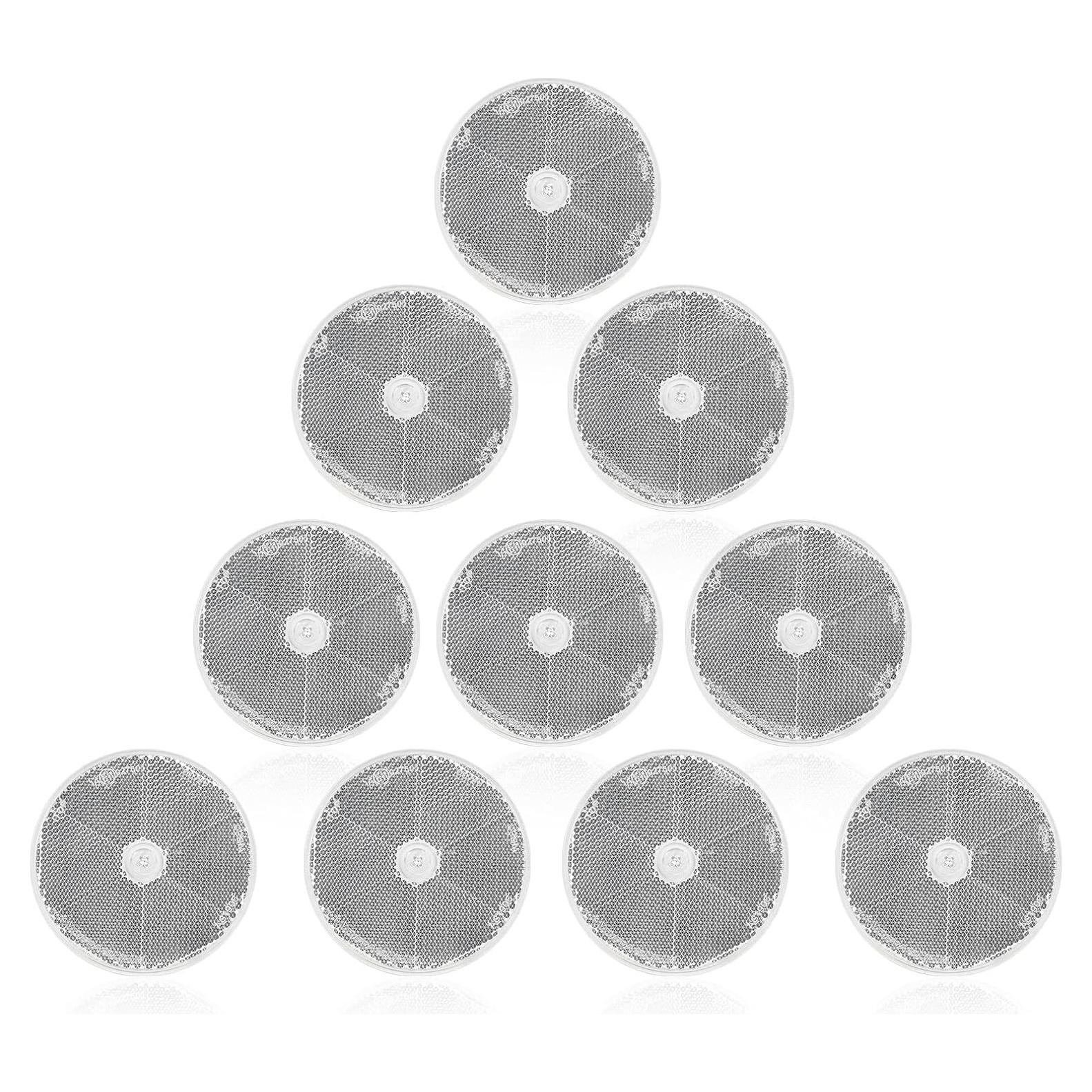 Paquete de 10 Reflectores Redondos Yinaolan E11 8.38cm Blanco