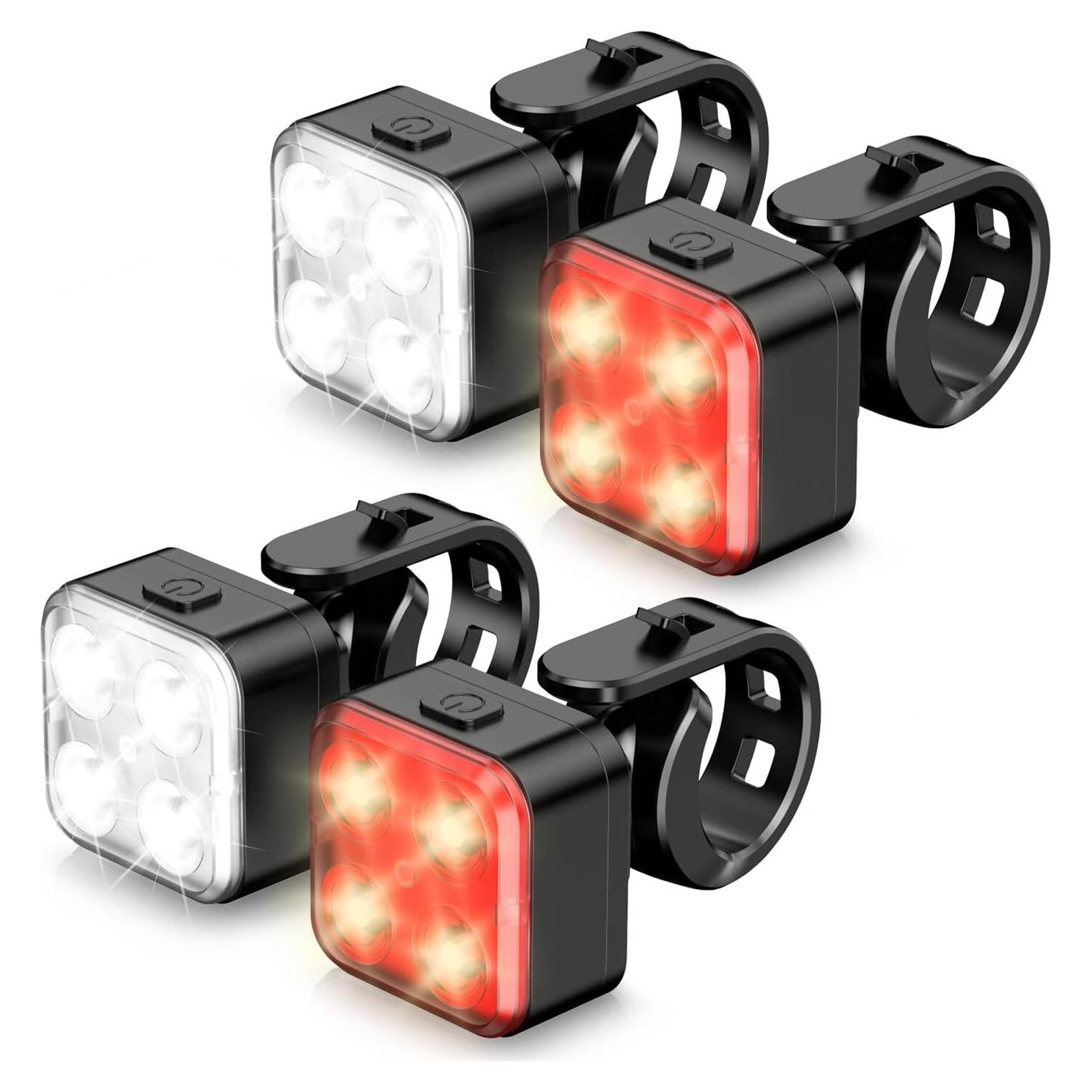 Juego de luces recargables para bicicleta Akale, 2 piezas, IPX4