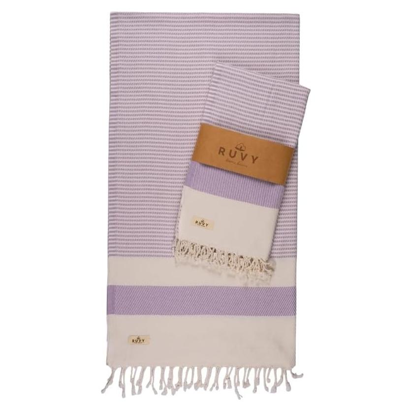 Ruvy Toallas de Playa Turcas 2 Pack 100% Algodón Secado Rápido