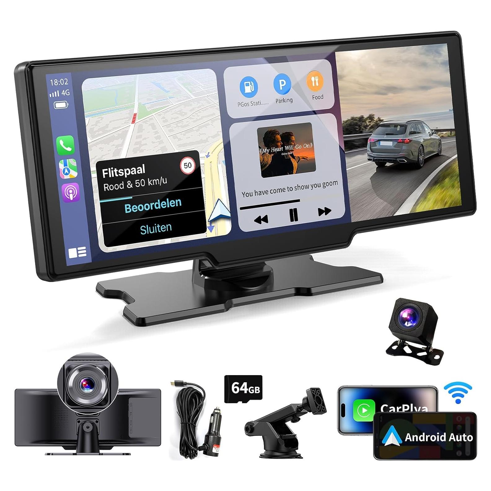 Pantalla Portátil Inalámbrica Kuayvan 10.26" Carplay y Android Auto