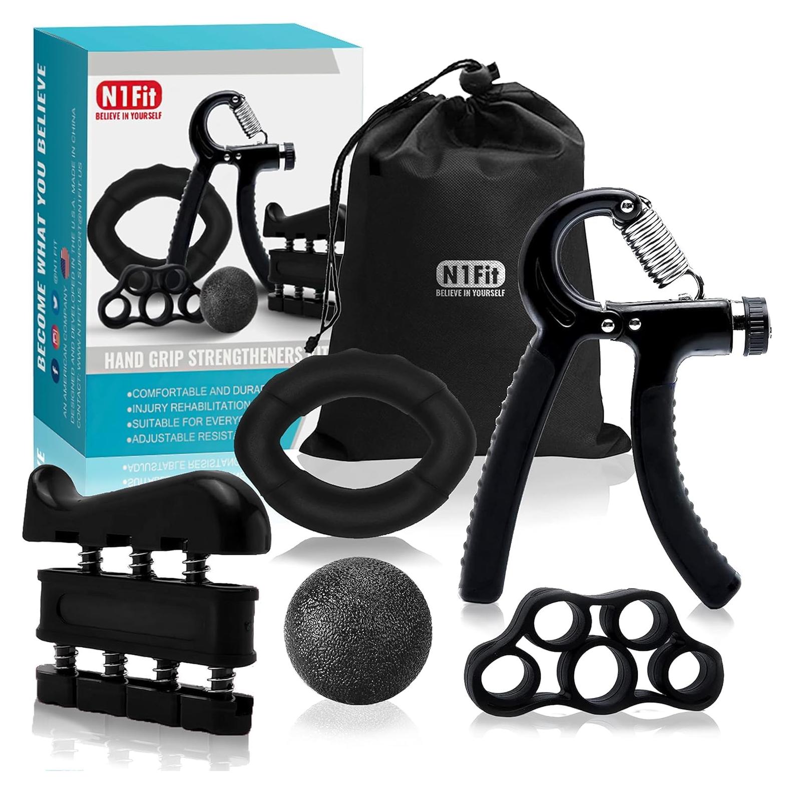 Kit de Fortalecedores de Agarre N1Fit - 5 Piezas con Resistencia Ajustable