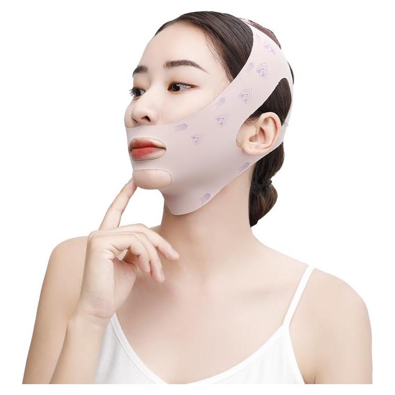 Correa de Barbilla Ajustable V-Line para Dormir - Algodón Elástico