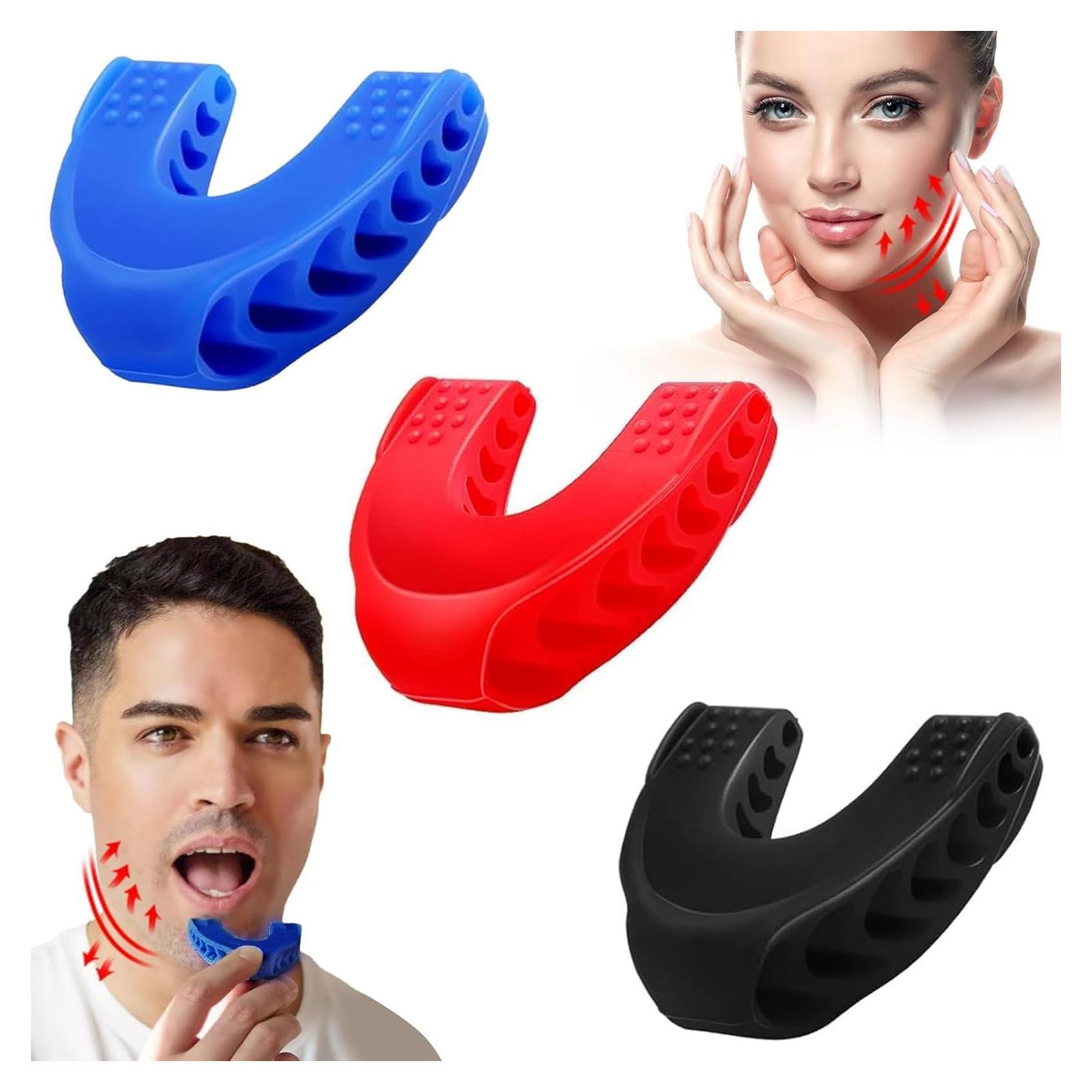 Ejercitador de Mandíbula RAVIAD 3 PCS Silicona Azul Rojo