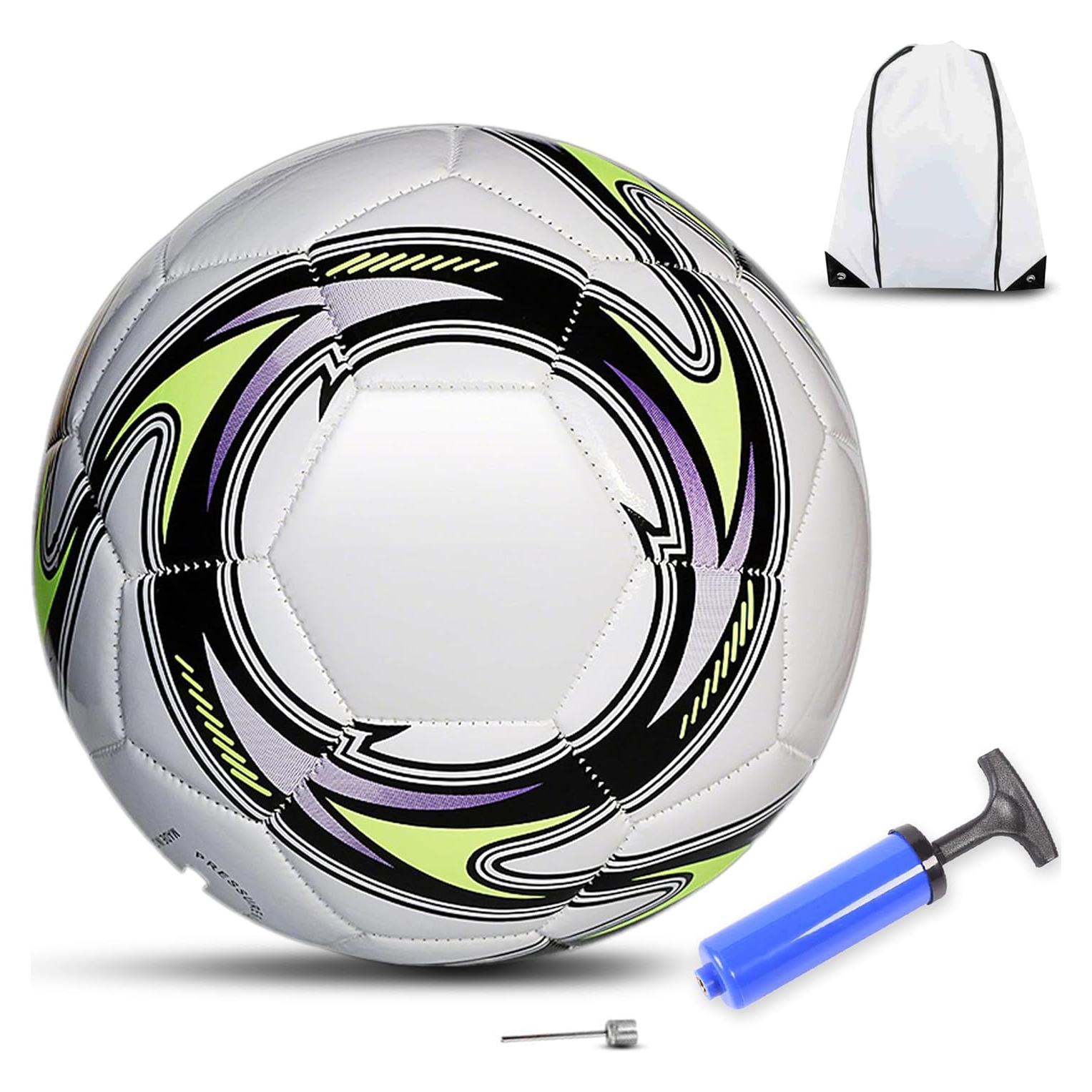 Balón de Fútbol Tamaño 5 LEKAYIHU PU Tornado Blanco con Bomba