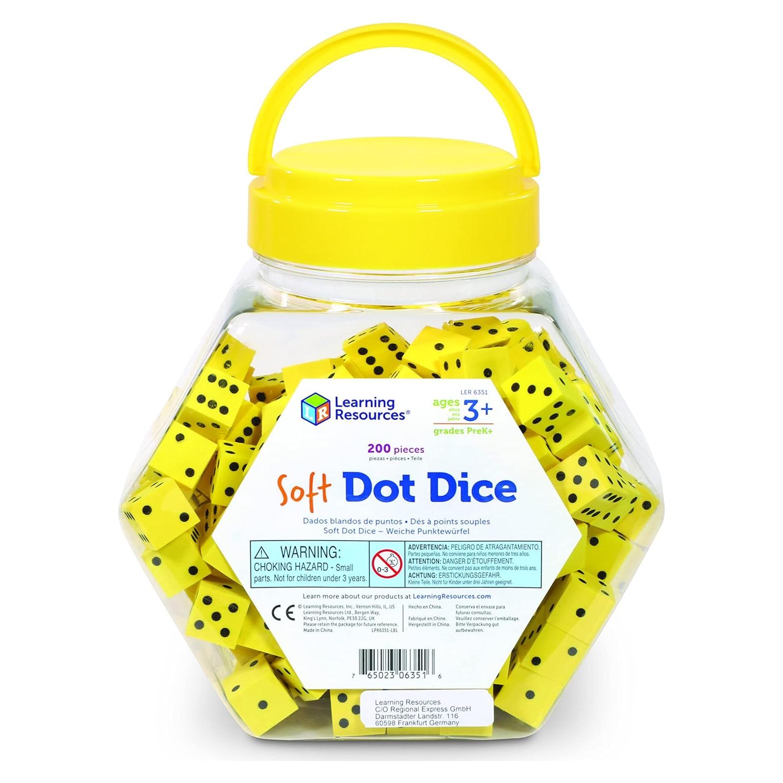 Cubeta de Dados de Puntos Suaves Learning Resources 200 Piezas