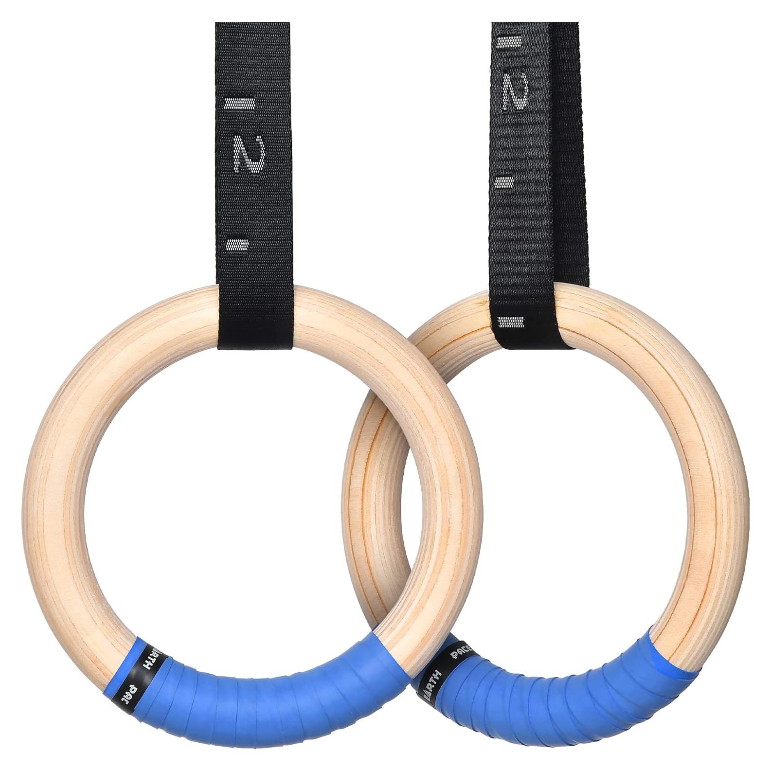 Anillas de Gimnasia PACEARTH de Madera 32mm 680kg con Correas
