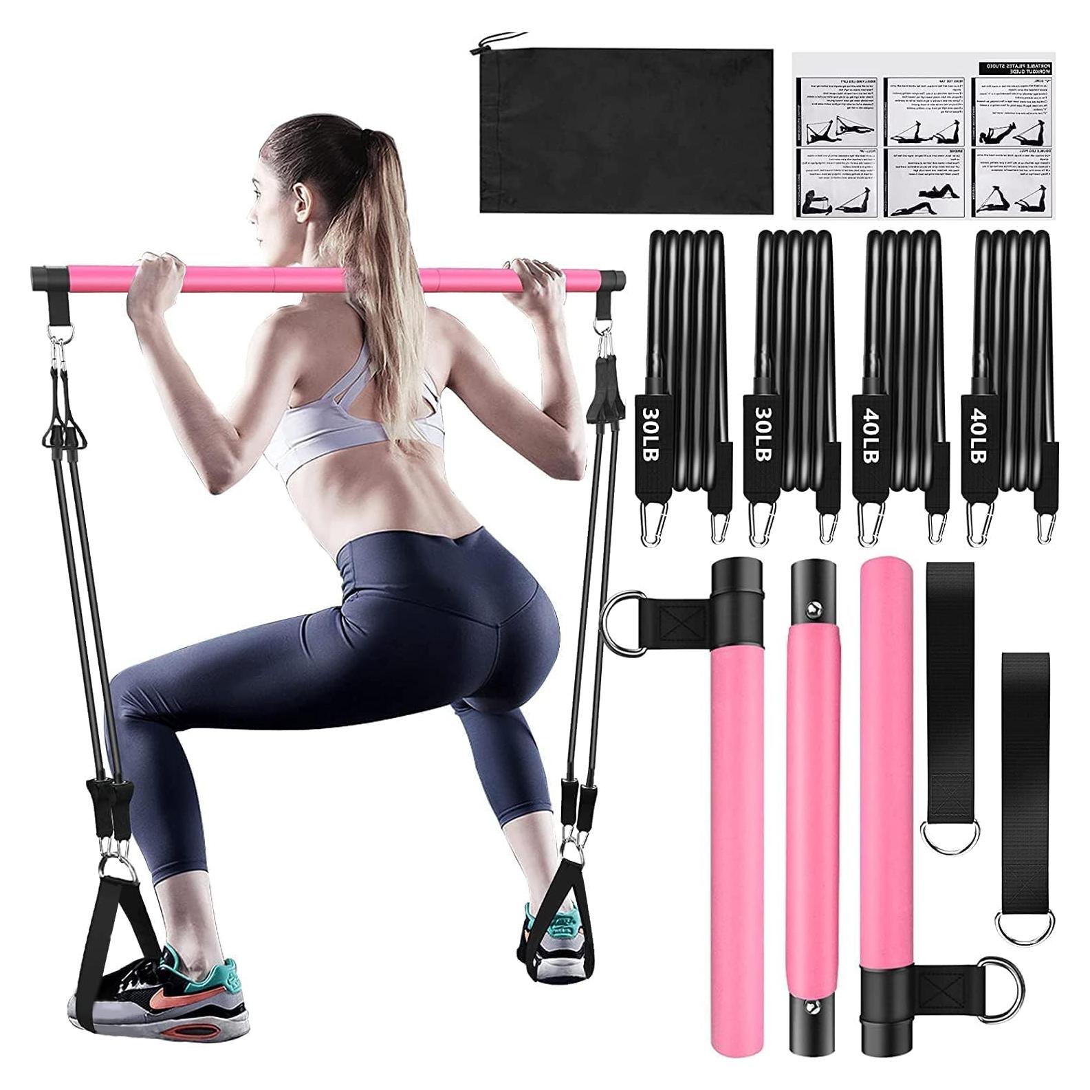 Kit de Barra de Pilates Bbtops con Bandas de Resistencia 13.6/18.1 kg