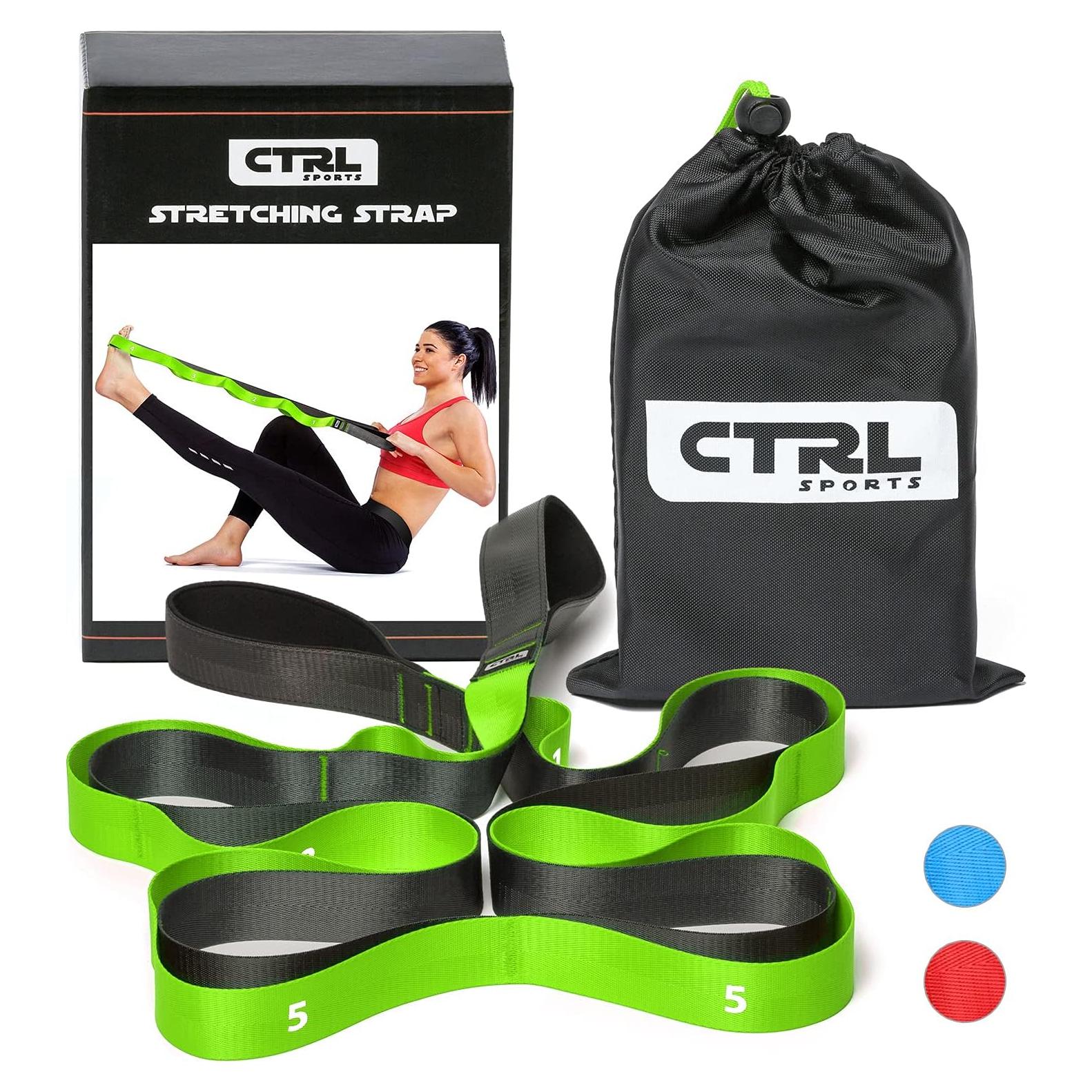 Correa de Estiramiento CTRL Sports 12 Asas Nylon Verde Amarillo