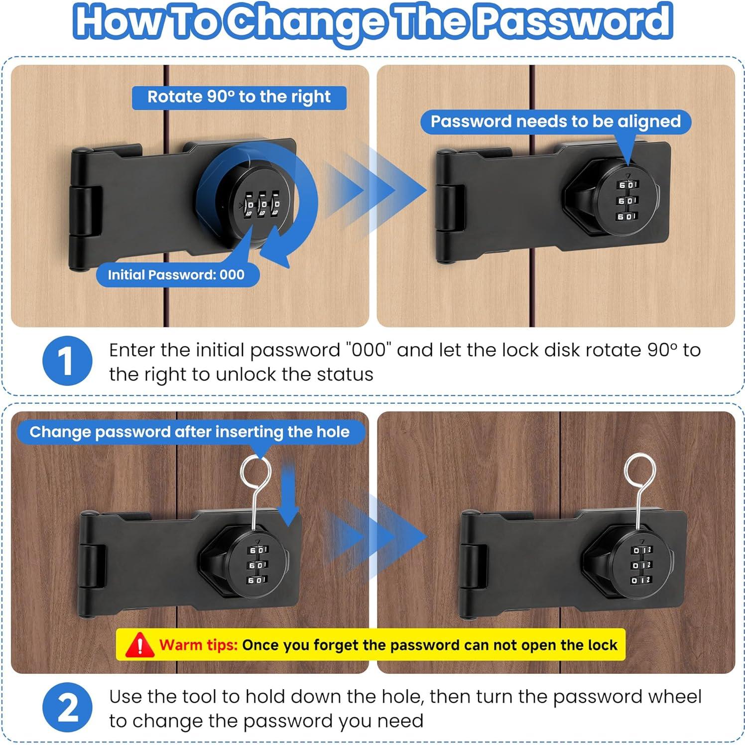 Cerradura de gabinete TOKCKYBL sin llave 3 dígitos 11.43 cm negra