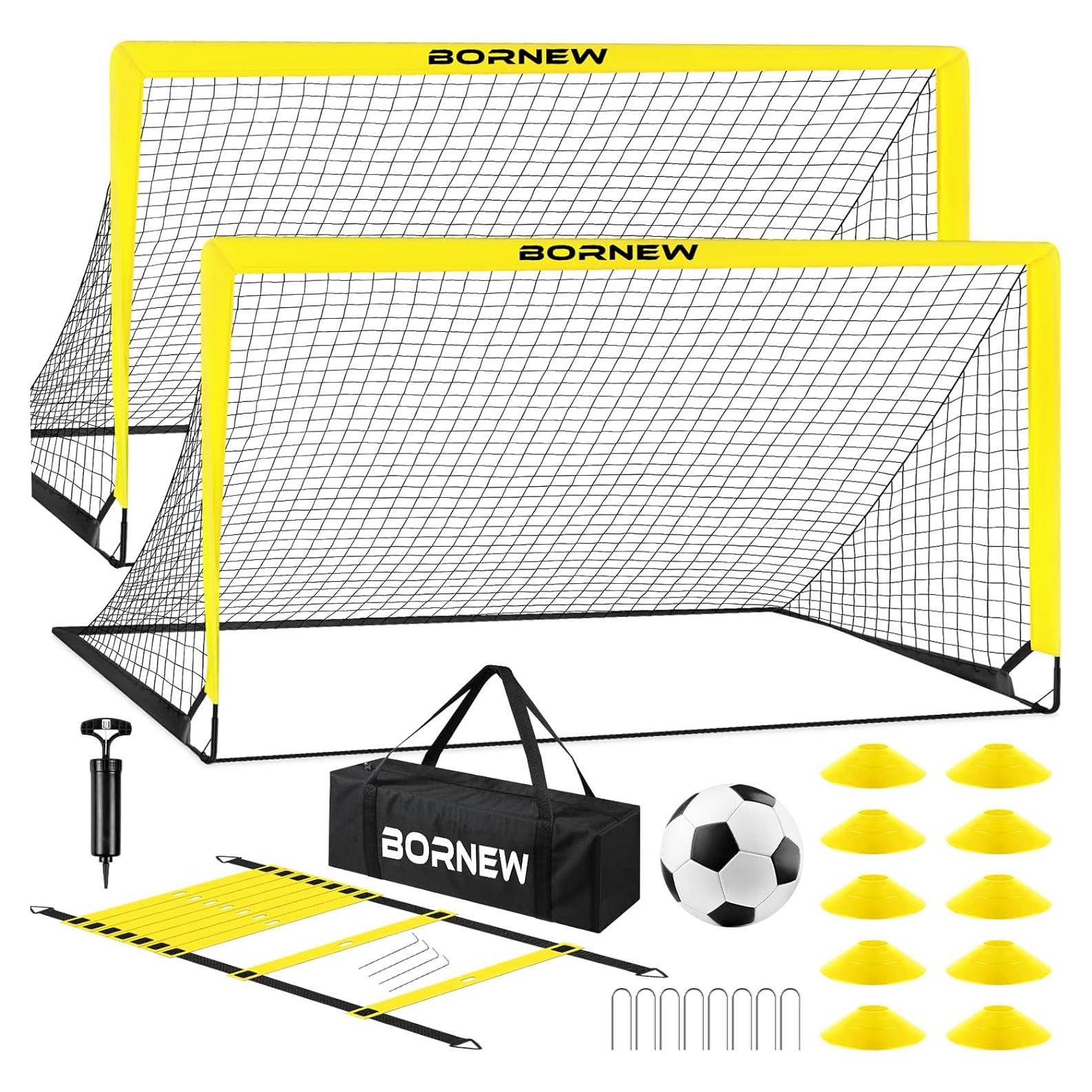 Set de Porterías de Fútbol para Niños BORNEW 6x4 y Escalera