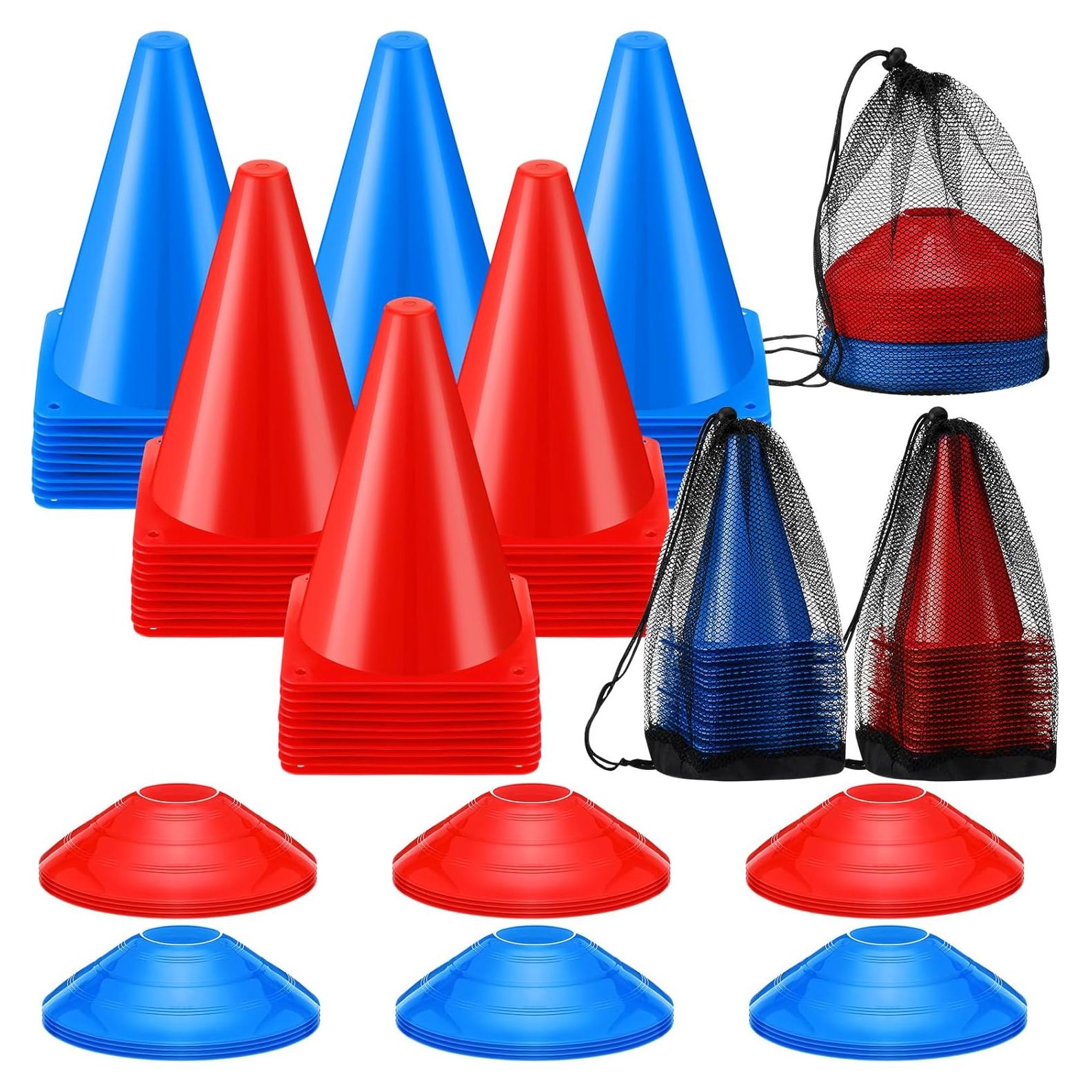 Conjunto de Conos de Entrenamiento Vinsot 108 Piezas Rojo y Azul