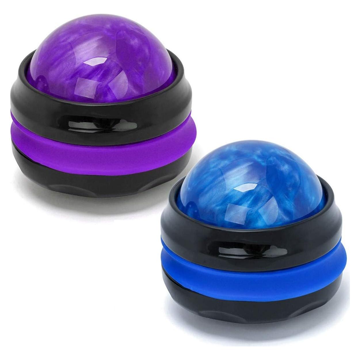 Bola de Masaje Coolrunner QT - Paquete de 2, 12cm, Azul y Morado
