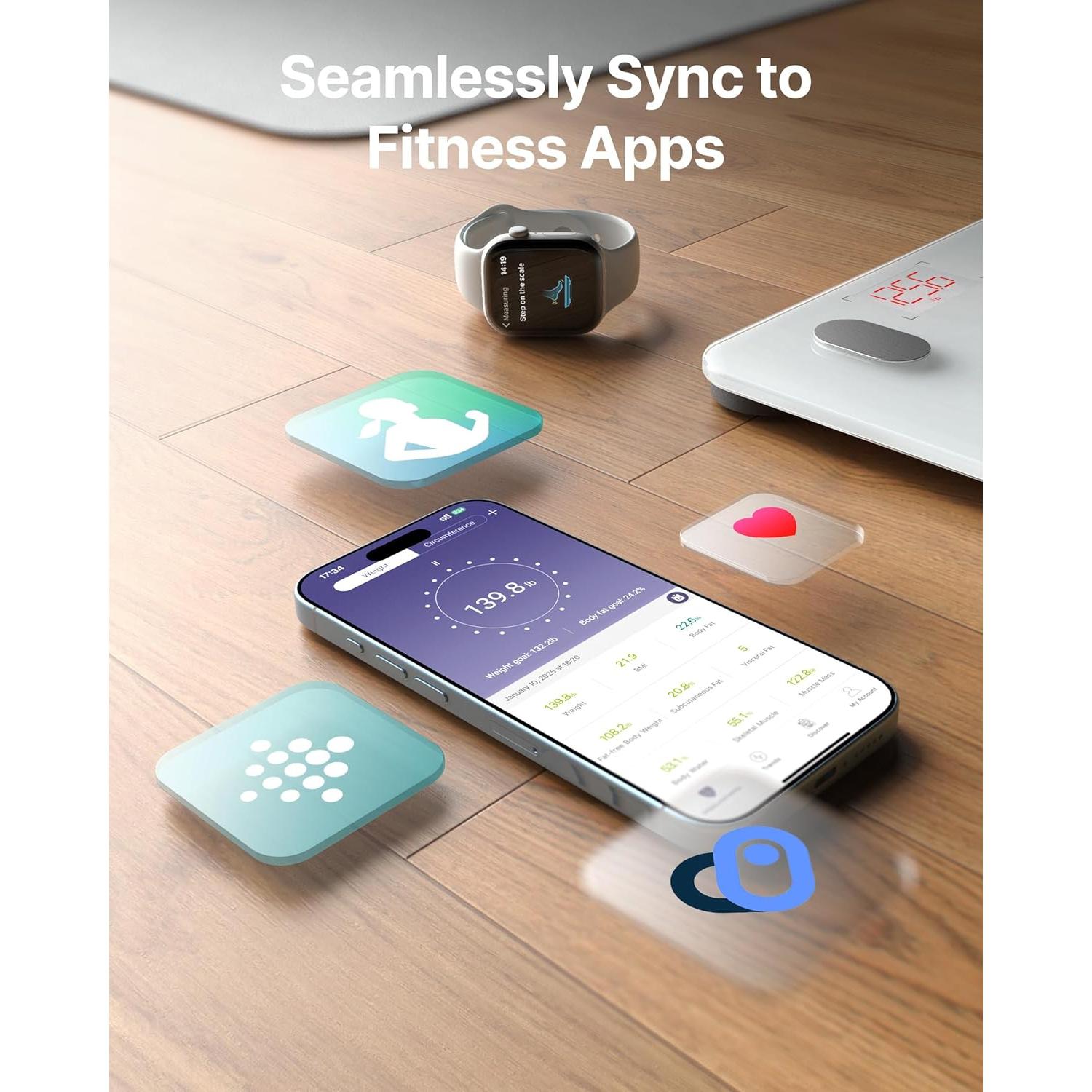 Báscula Inteligente FITINDEX 180kg Bluetooth con IMC y Grasa