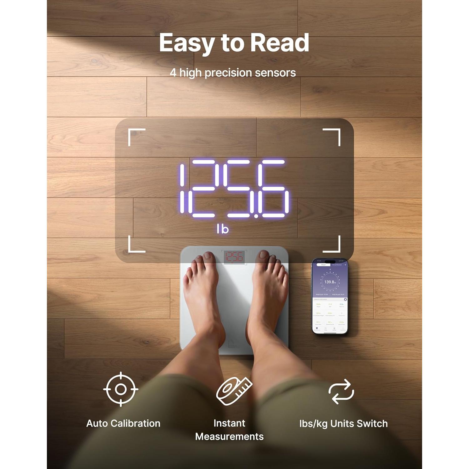 Báscula Inteligente FITINDEX 180kg Bluetooth con IMC y Grasa