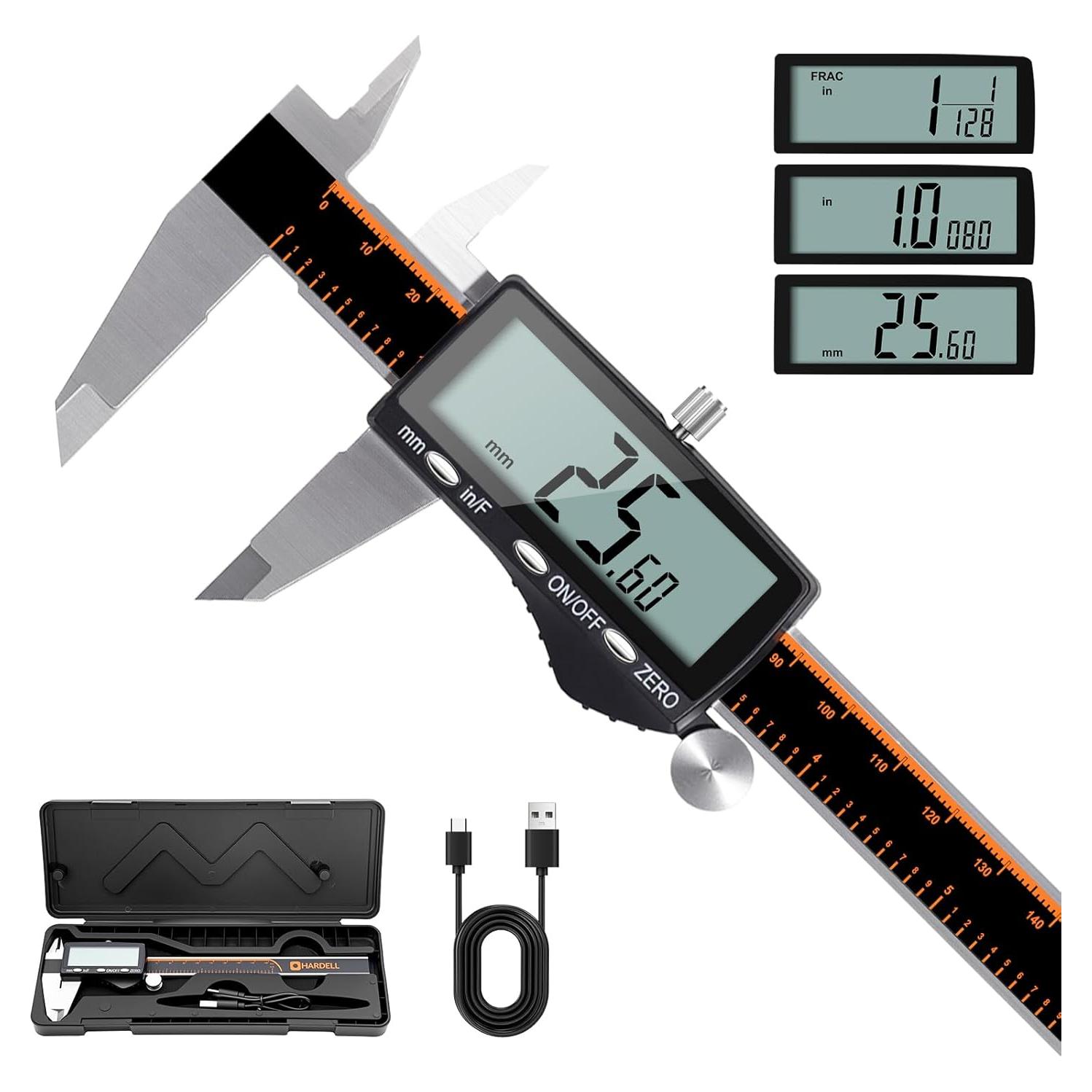 Calibre Digital Recargable HARDELL 15.24 cm con Pantalla LCD